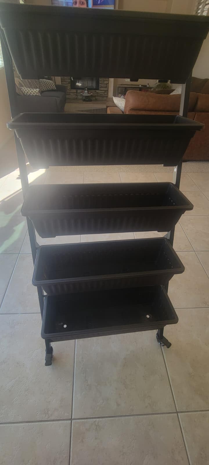 VECELO 5-Tier Vertical Garden Bed, Freestanding Elevated Raised Garden Planter with 5 Garden Planter Boxes, Lockable Caster Wheels, Drainage System, for Plants, Vegetables, Flowers, Herbs customer photo 1