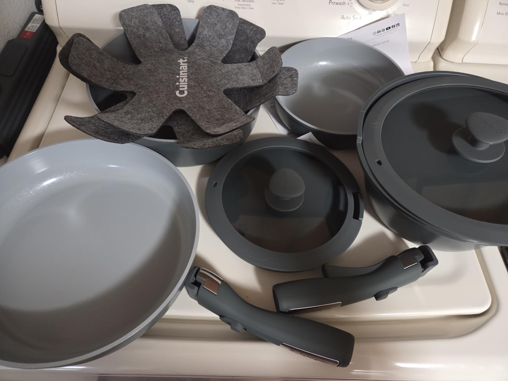 Cuisinart 13-Pc ClickSmart Nonstick Detachable Handle Ceramic Cookware, Pots and Pans Set, Stackable Space-Saving Design, Compatible with All Stovetops, Induction & Oven Safe, PURELYCERAMIC customer photo 1