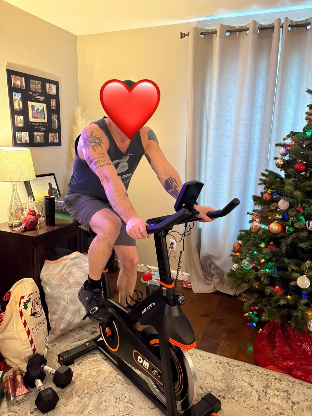 DMASUN Exercise Bike, Silent Magnetic Resistance Stationary Bike for Home with 330 LBS Capacity, Pedals with Anti-loosening Nuts, Indoor Bike with Comfortable Seat Cushion, Digital Display with Tablet Holder customer photo 1