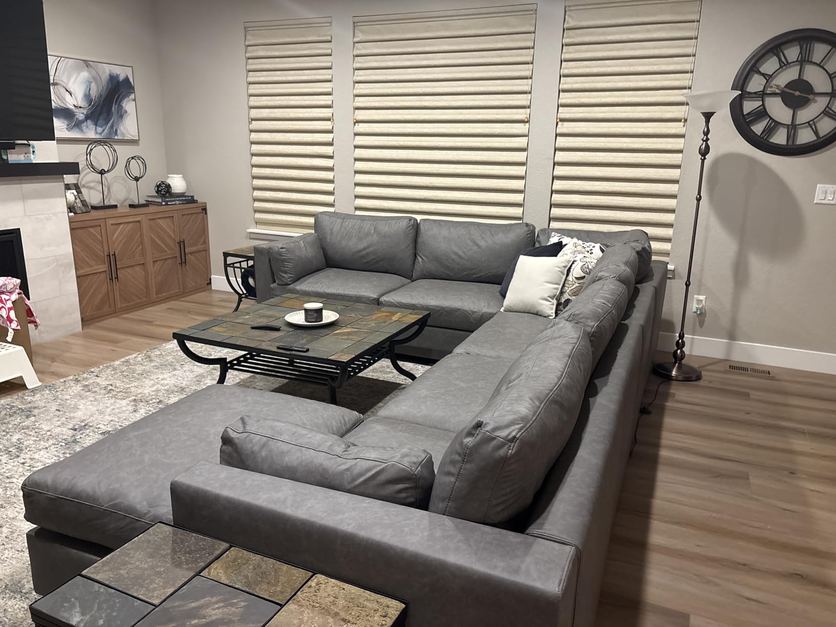 Faux Leather Modular Sectional Sofa Wide U Shaped Couches Brown | Oversized Couches for Living Room, Extra Large 9 Seater Comfy Luxury Deep Seat Couch customer photo 2