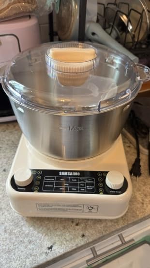 Electric Dough Maker with Ferment Function, 6.5QT Stand Dough Mixer, Dough Kneading Machine with 304 Stainless Steel Bowl, Removable Lid & Knob Control, Ideal for Bread, Pizza, Pasta - Almond Cream customer photo 1