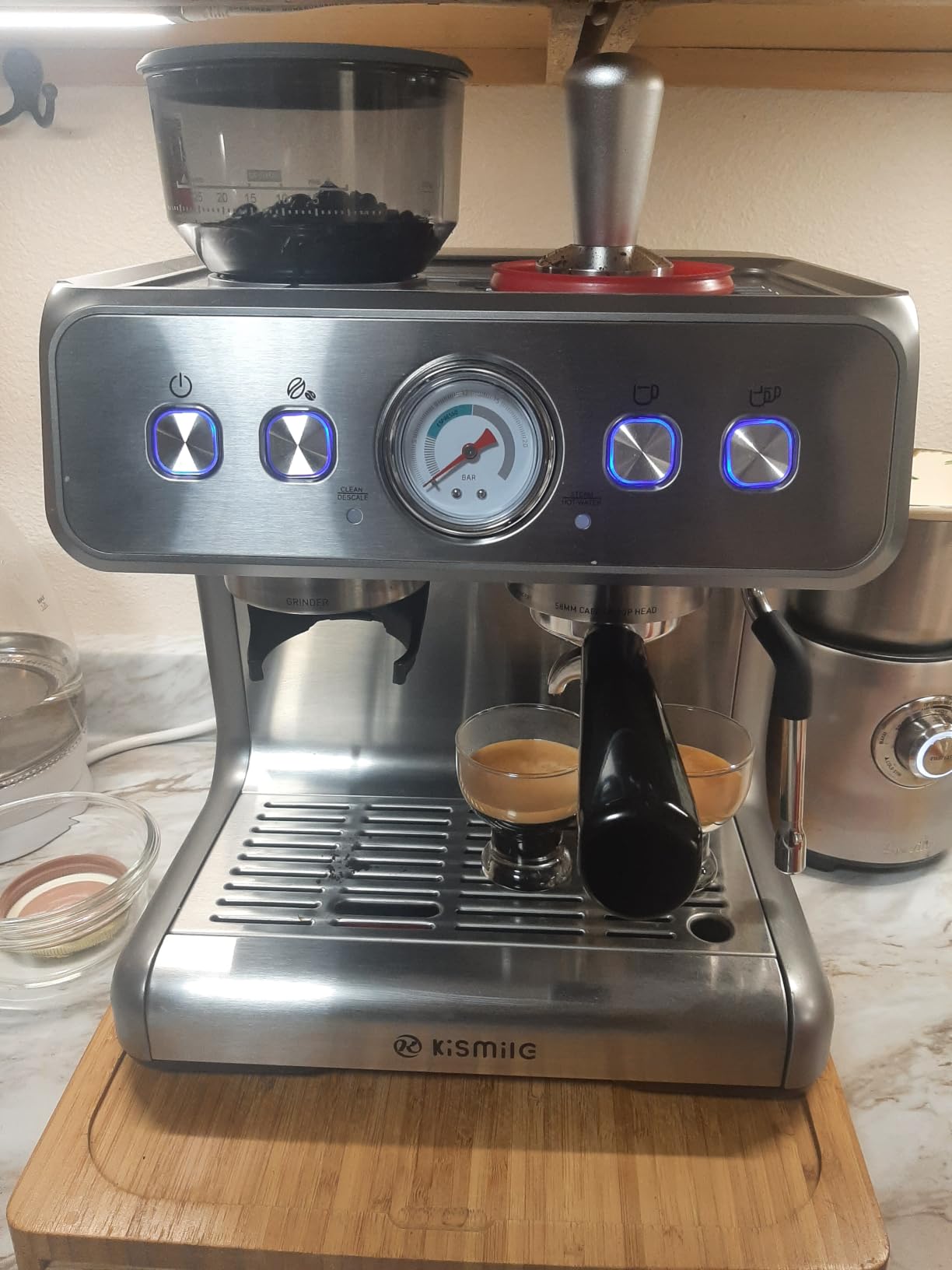 Kismile Espresso Machine with Grinder, 20 Bar Expresso Coffee Machines with Milk Frother, 58mm Expresso Machines for Home, Perfect for Cappuccino & Latte, Stainless Steel(2026 Upgrade) customer photo 1