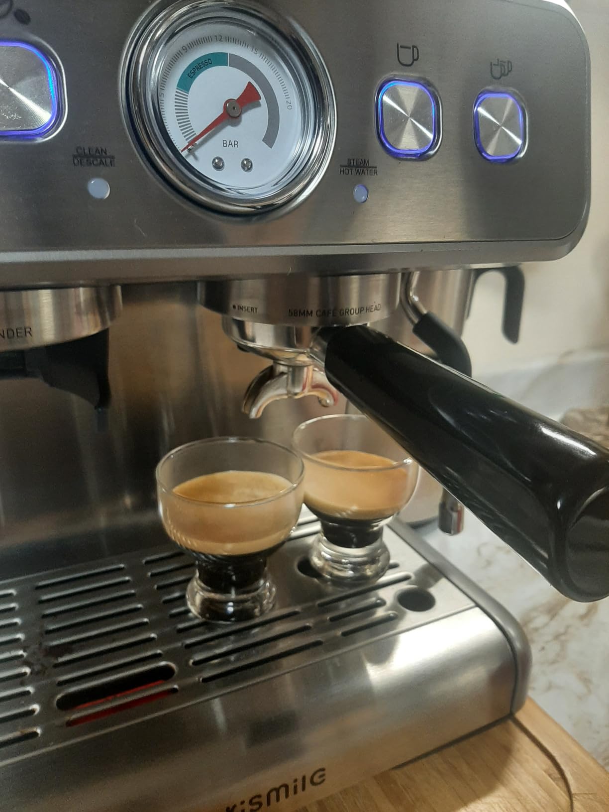 Kismile Espresso Machine with Grinder, 20 Bar Expresso Coffee Machines with Milk Frother, 58mm Expresso Machines for Home, Perfect for Cappuccino & Latte, Stainless Steel(2026 Upgrade) customer photo 2