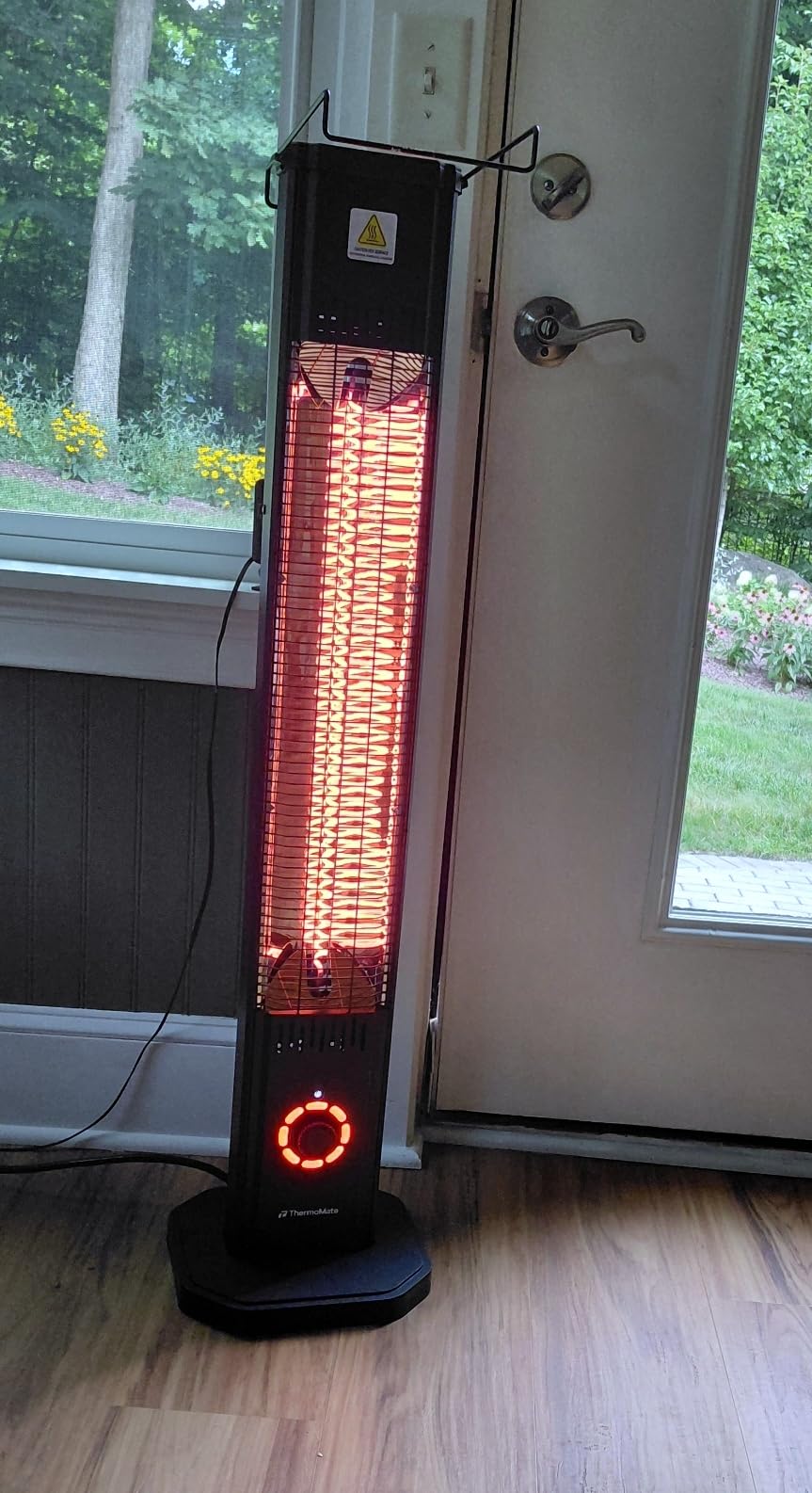 ThermoMate 1500W Electric Patio Heater, Black | Carbon Fiber Infrared 2-in-1 Freestanding & Wall-Mounted Tower Heater, Outdoor Use, IP65 Waterproof, 8 Heat Levels customer photo 1