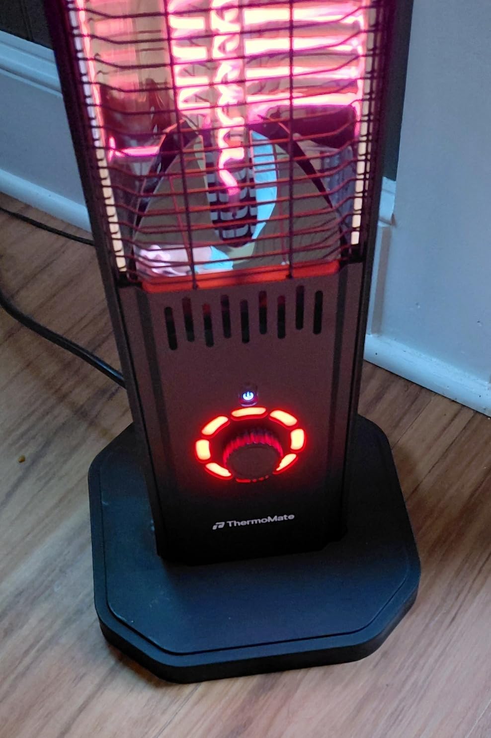 ThermoMate 1500W Electric Patio Heater, Black | Carbon Fiber Infrared 2-in-1 Freestanding & Wall-Mounted Tower Heater, Outdoor Use, IP65 Waterproof, 8 Heat Levels customer photo 2