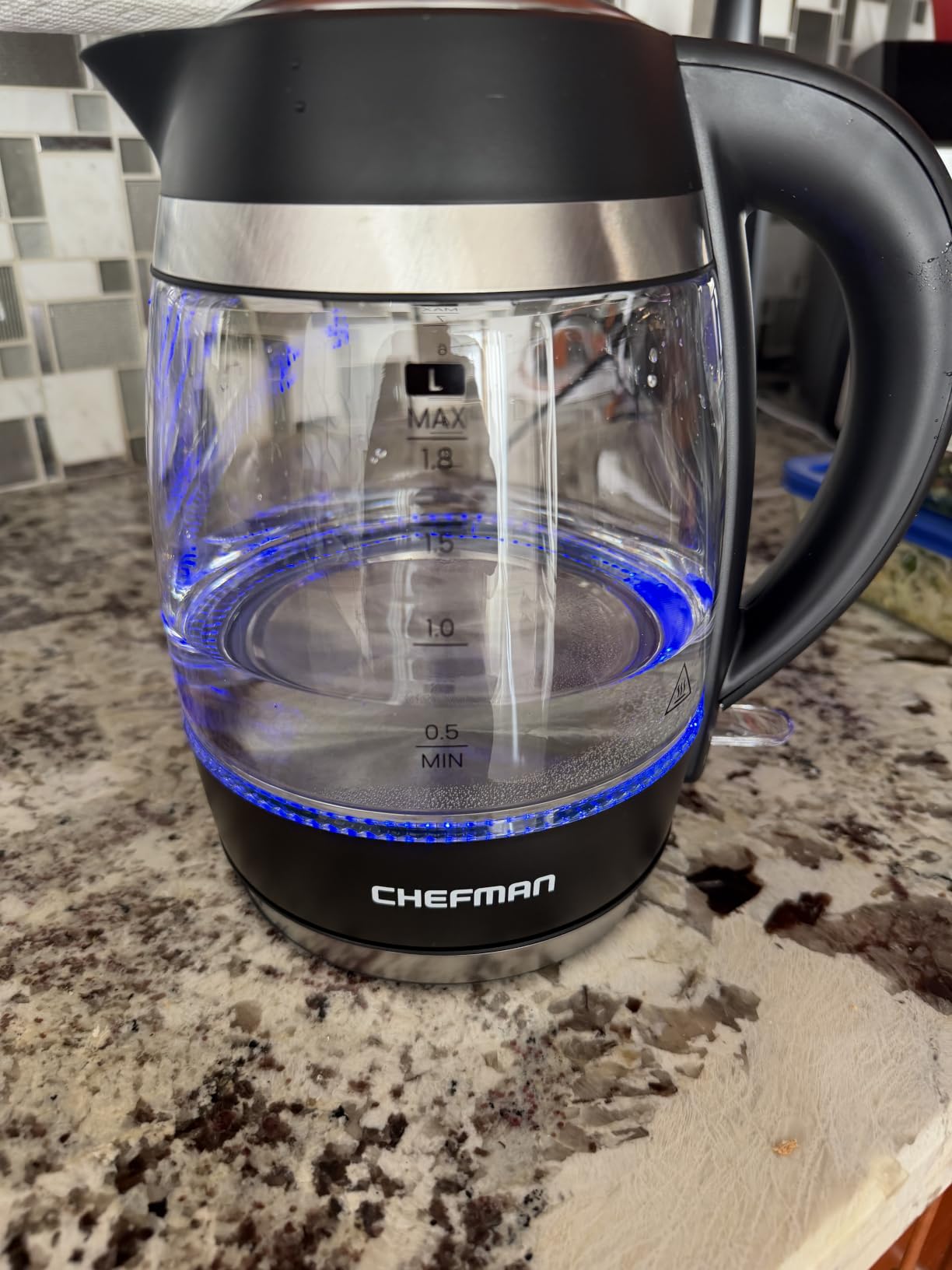 Chefman Electric Kettle 1500W, 1.8L Hot Water Boiler, Removable Lid for Easy Cleaning, LED Indicators, Auto Shutoff & Boil-Dry Protection, Borosilicate Glass Electric Tea Kettle - Stainless Steel customer photo 2
