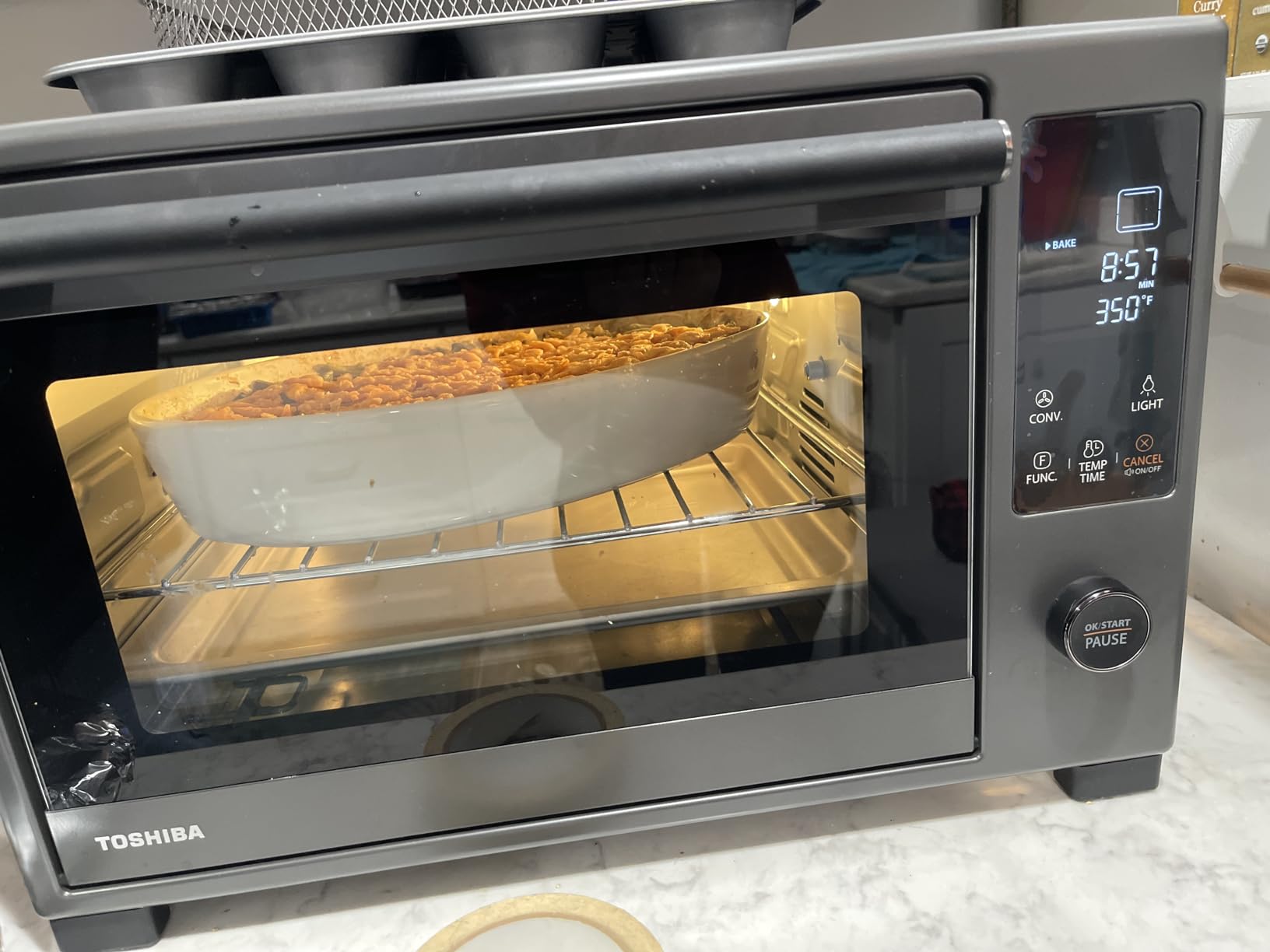 TOSHIBA 10-in-1 Convection Toaster Oven, 6-Slice Countertop Oven, 1500W | Bake, Broil, Rotisserie & Pizza Functions, LCD Knob Controls, 6 Accessories, with Toast, 1500W, Black Stainless Steel customer photo 2