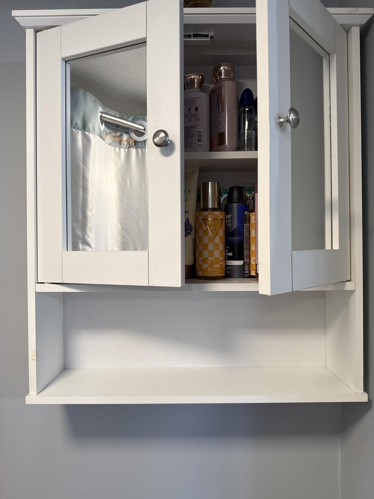 Shintenchi Bathroom Medicine Cabinet with Mirror, Wall Mounted, White - Adjustable Shelf, Open & Concealed Storage, 2 Magnet Doors, Space-Saving customer photo 2