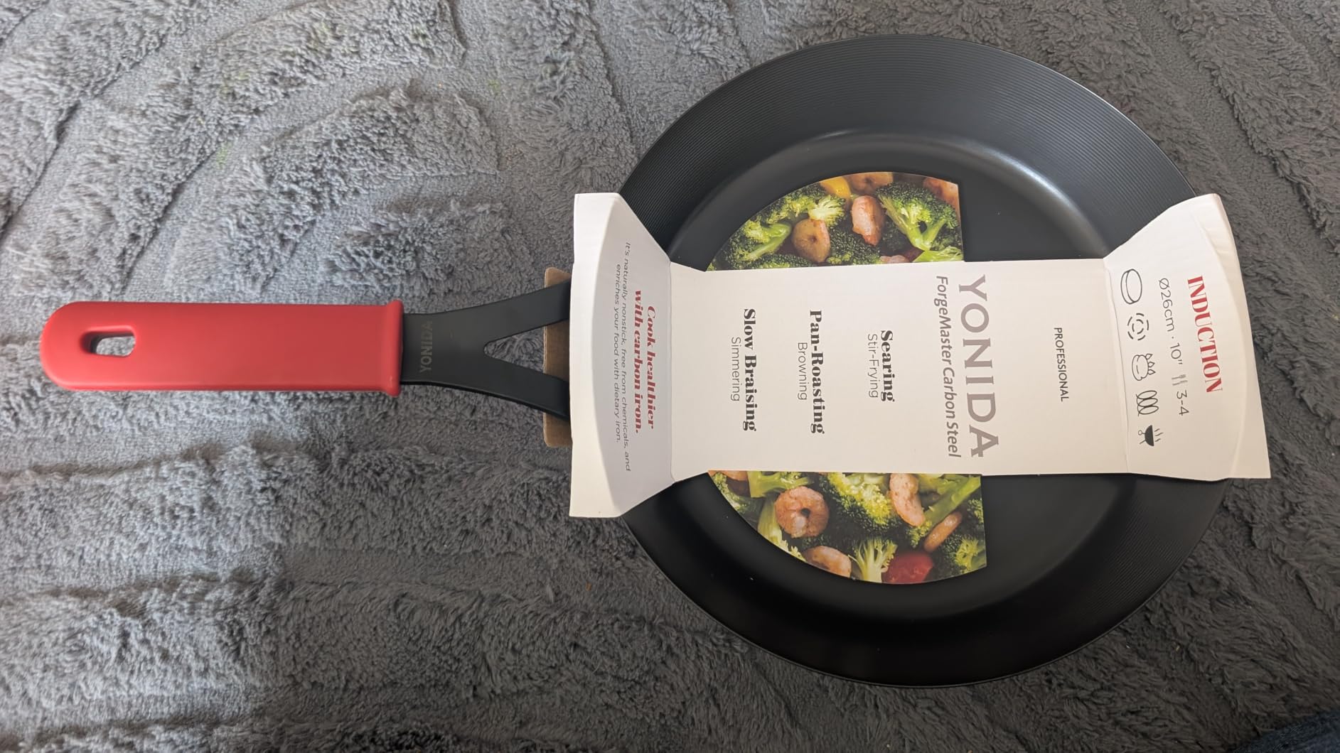 Carbon Steel Pan, 10 Inch Nonstick Frying Pan Skillet | Pre-Seasoned Carbon Steel Cookware with Removable Silicone Handle Holder, Indoor/Outdoor, Induction & Oven Safe customer photo 1