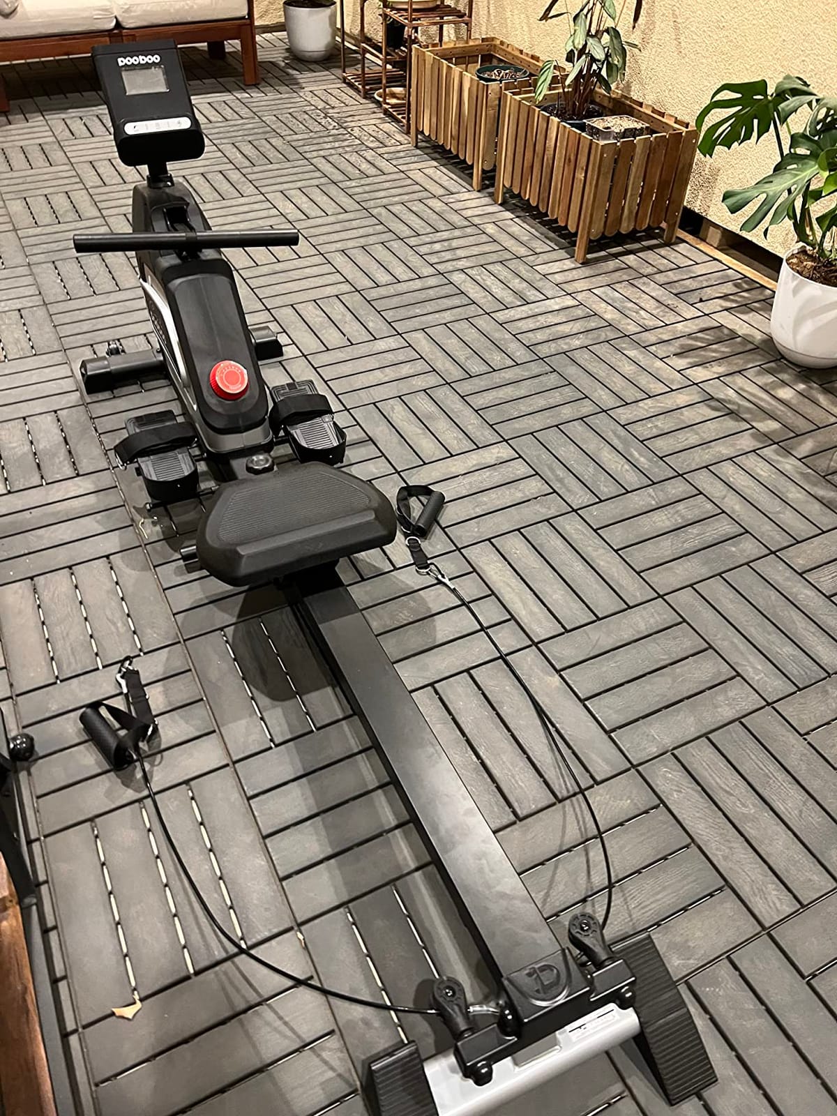 pooboo Rowing Machine for Home, Foldable Magnetic Rowing Machine | 14 Levels Quiet Resistance, Rower Machine with 350 LB Weight Capacity, Comfortable Padded Seat, LCD Monitor, App Support customer photo 1