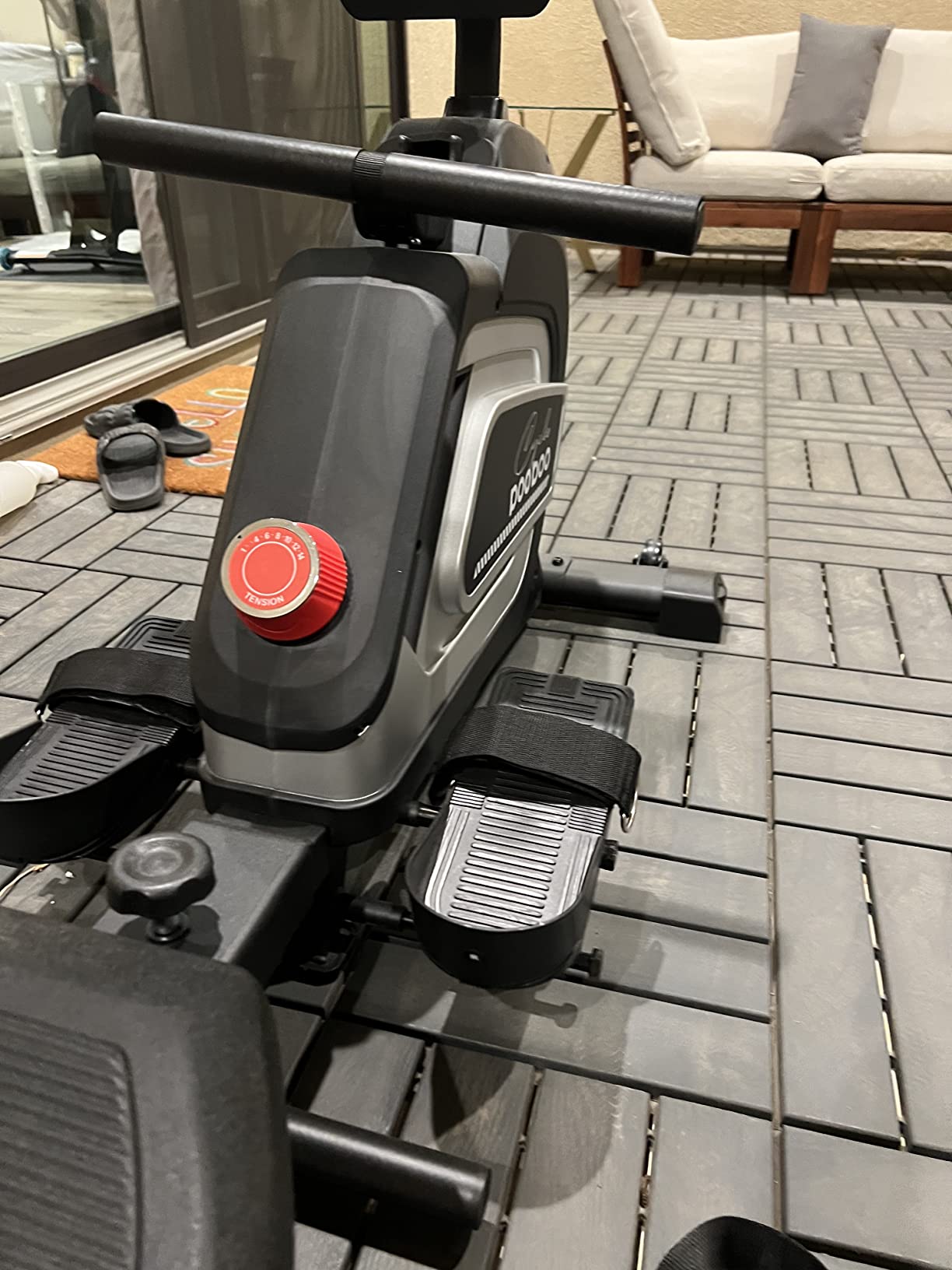pooboo Rowing Machine for Home, Foldable Magnetic Rowing Machine | 14 Levels Quiet Resistance, Rower Machine with 350 LB Weight Capacity, Comfortable Padded Seat, LCD Monitor, App Support customer photo 2
