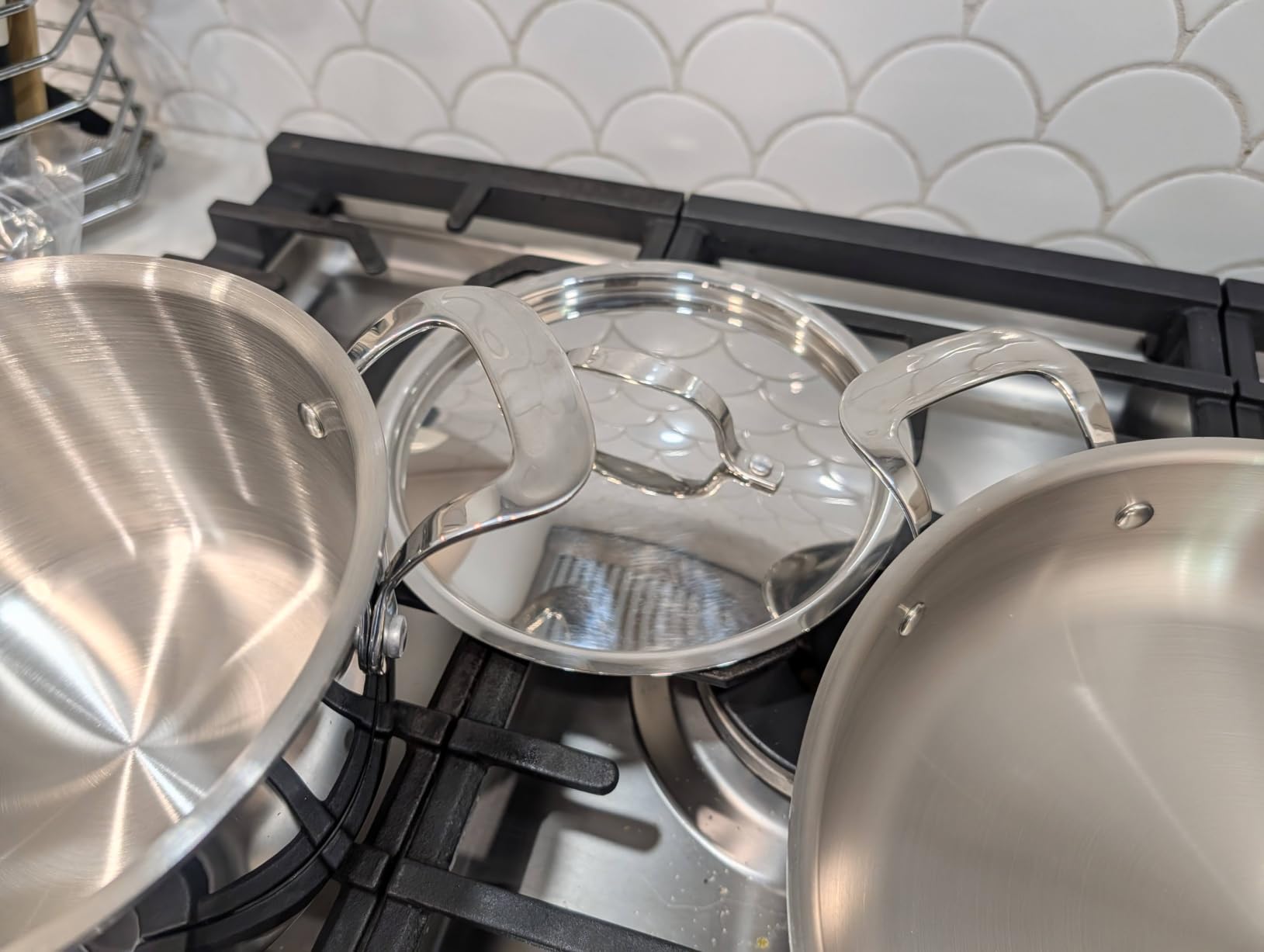 Nuwave Pro-Smart 9-Piece, 3.1mm Tri-Ply Clad Stainless Steel Cookware Set | Premium nestable space-saving pots and pans set. Heavy-duty 18/10 surgical grade construction. Induction ready & oven safe. customer photo 2