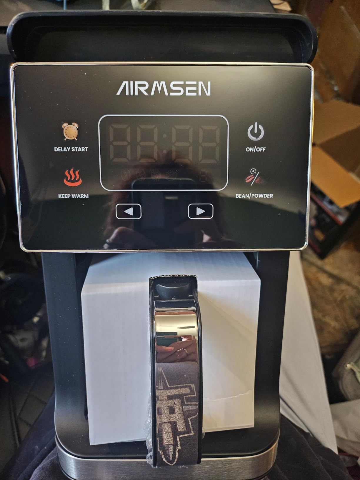 AIRMSEN Grind & Brew Coffee Maker with Built-in Grinder, Programmable Single Serve Coffee Maker - 5 Cup-800ML, 3 Grind Settings, Auto Keep Warm & Glass Carafe for Small Home and Office (Pure Black) customer photo 2