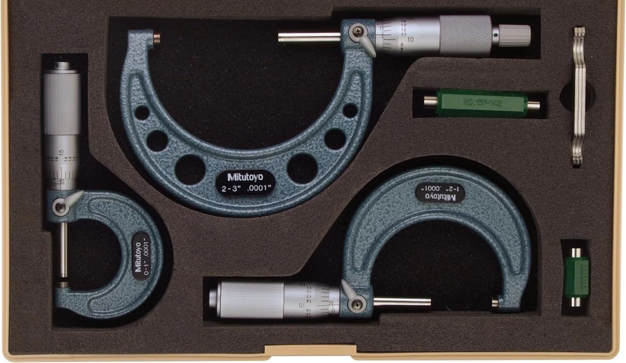 Mitutoyo 103-922, 0-3 X .0001 Outside Micrometer Set, with Standards customer photo 1
