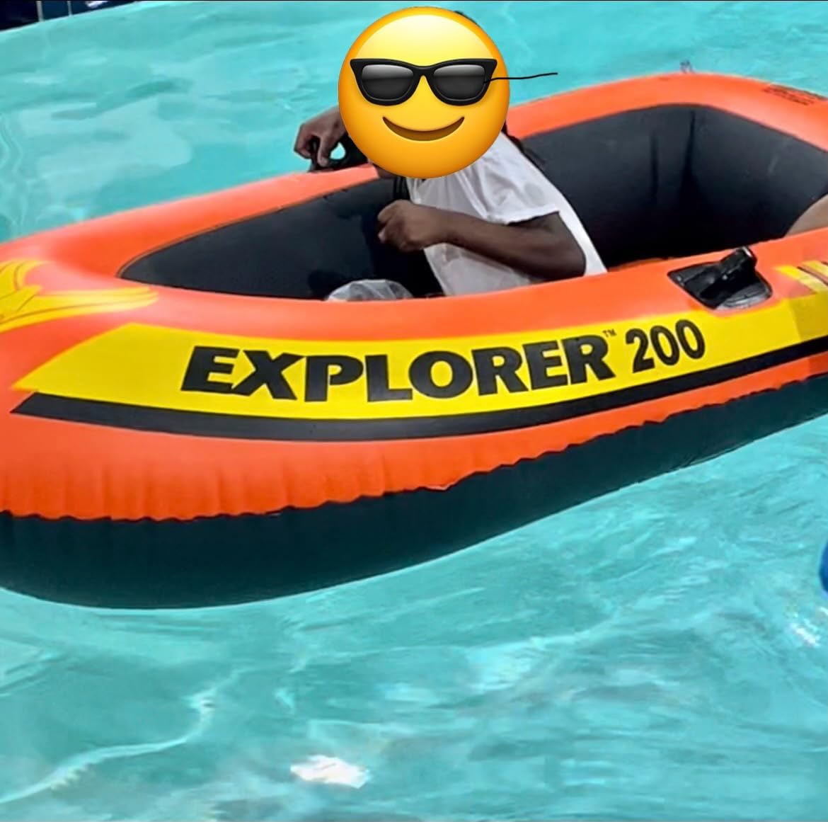 INTEX Explorer Inflatable Boat Series: Dual Air Chambers - Welded Oar Locks - Grab Handles - Bow Rope - Sporty Design customer photo 2