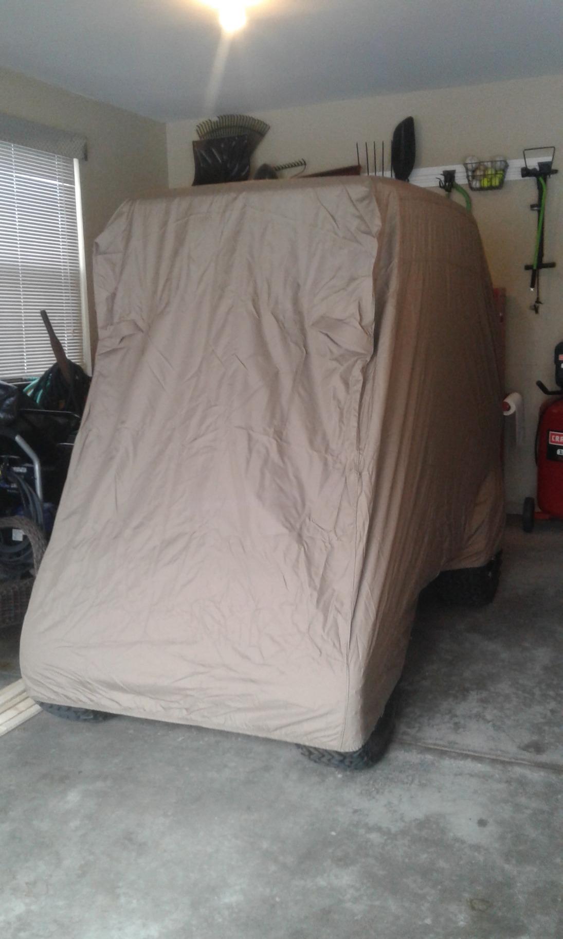 Formosa Covers Deluxe 2 Passenger Golf Cart Cover | Heavy Duty Waterproof Outdoor Storage Cover for EZGO, Club Car, Yamaha, Also fits Organic Transit's Elf - Taupe customer photo 1