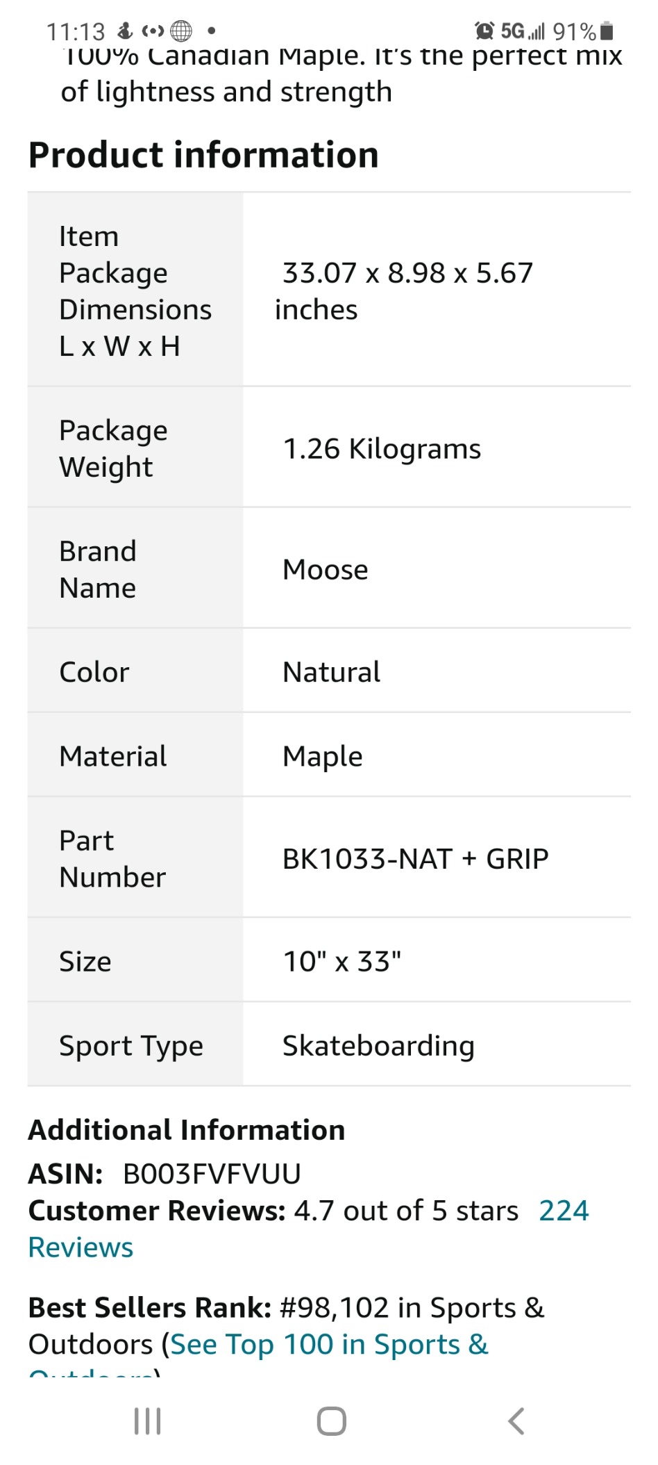 Moose Old School Skateboard Deck (10