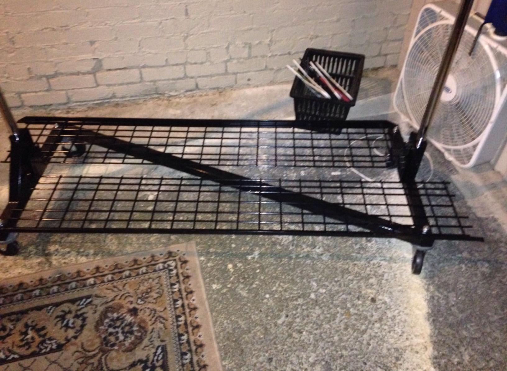 Heavy-Duty Commercial Grade Double-Bar Rolling Z Rack Garment Rack with Nesting Black Base by Metropolitan Display customer photo 2