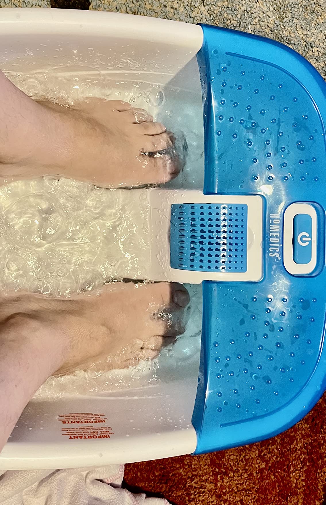HoMedics Bubble Bliss Deluxe Foot Spa with Heat Massaging Arch, 3 Acupressure Attachments, Splash Guard, Raised Nodes Creates Bubbles, Improves Circulation, Soothe Tired Muscles customer photo 1
