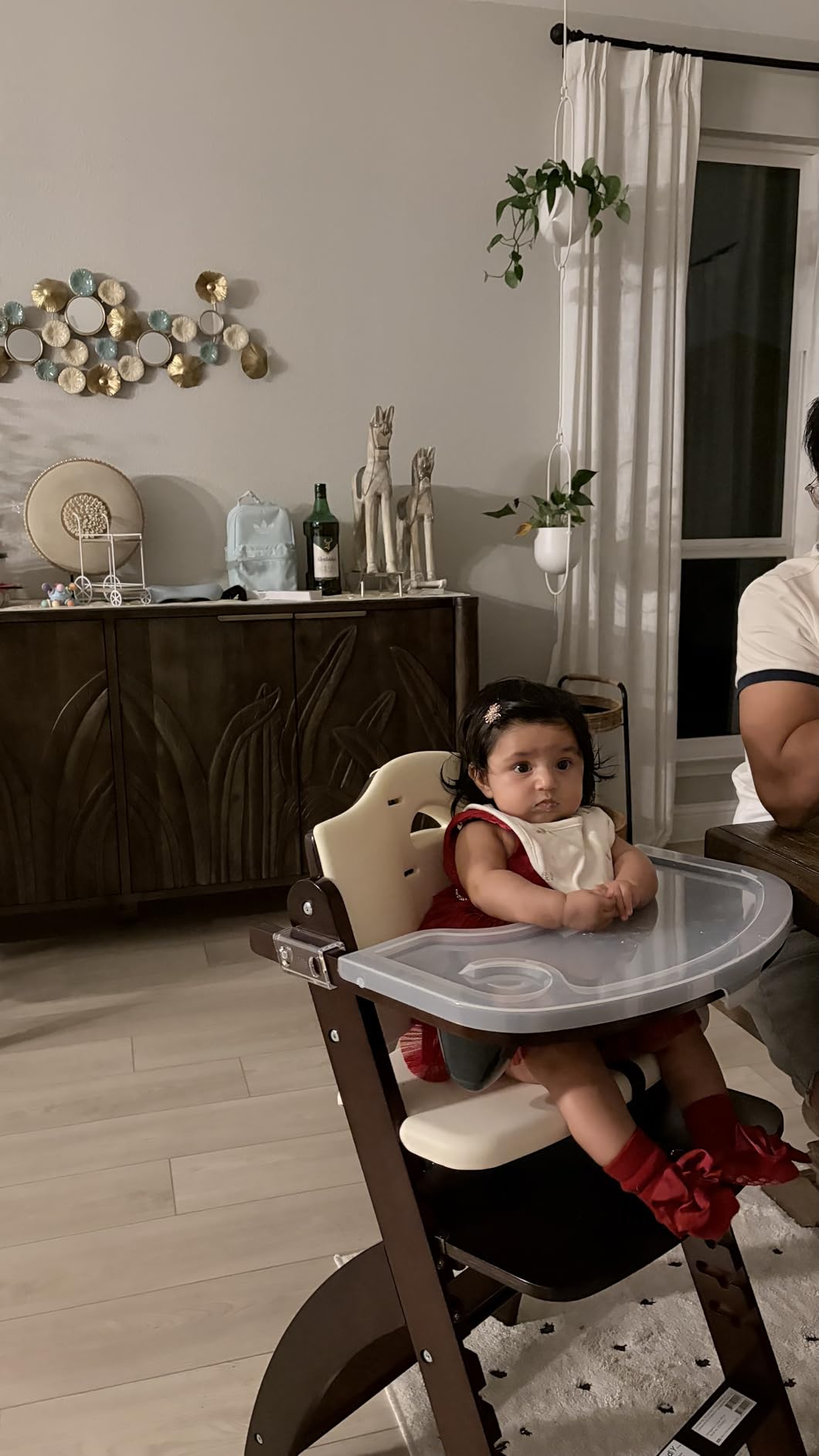 Abiie Beyond Junior Convertible Wooden High Chair with Removable Tray, Mahogany customer photo 2
