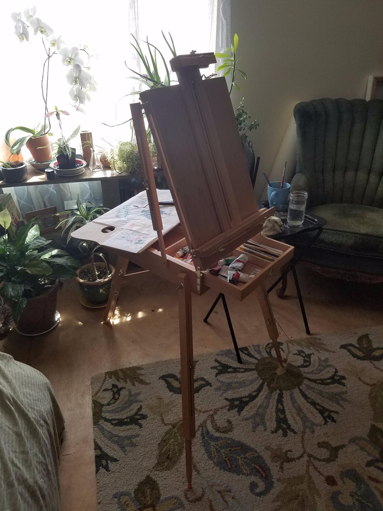 U.S. Art Supply Large Beechwood French Easel, Adjustable Plein Air Easels customer photo 2