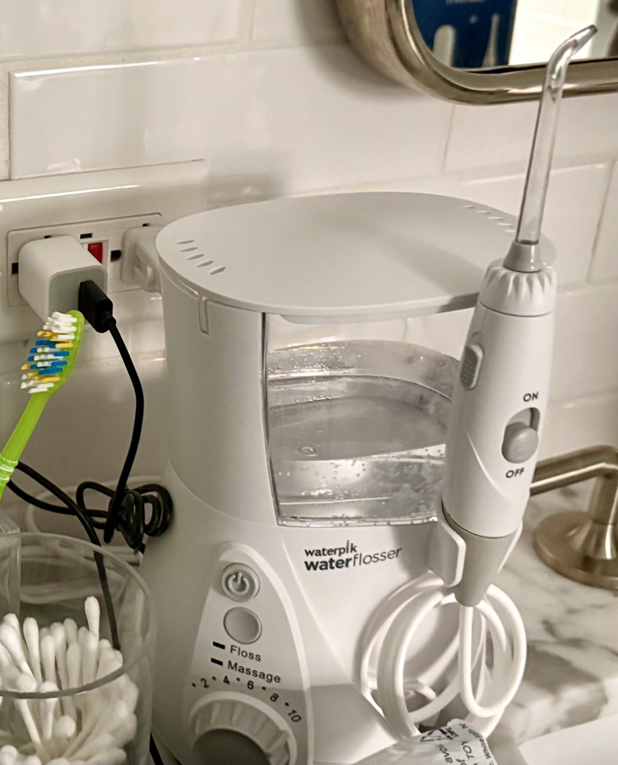 Waterpik Aquarius Countertop Water Flosser with 10 Settings, 7 Tips, White | For Daily Home Gum Health, Dental Braces, Implants, Teeth Cleaning, Multiple Users, ADA Accepted WP-660 Packaging May Vary customer photo 1