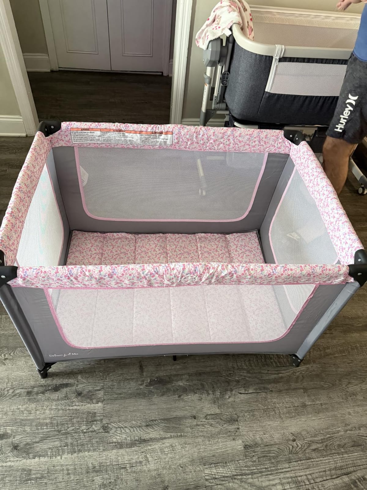 Dream On Me Zodiak Portable Playard, Compact for Travel, Carry Bag, Gray & Pink customer photo 2