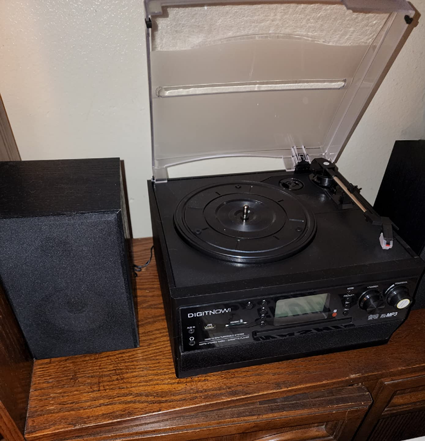 DIGITNOW Bluetooth Record Player Turntable with Stereo Speaker, LP Vinyl to MP3 Converter with CD, Cassette, Radio, Aux in and USB/SD Encoding, Remote Control, Audio Music Player Built in Amplifier customer photo 1