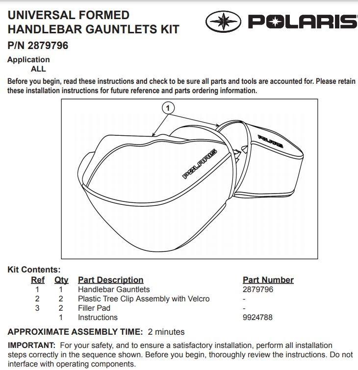 Polaris 2879796 Black Universal Formed Handlebar Gauntlets RMK Indy Switchback customer photo 1