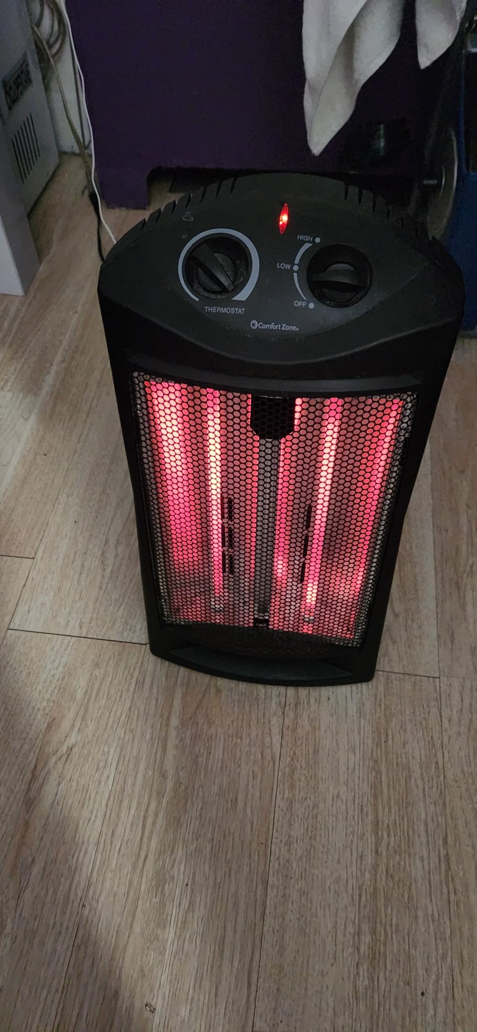 Comfort Zone Space Heaters for Indoor Use, Portable Electric Heater, Adjustable Thermostat, Infrared Heat, Quartz Tower Space Heater with 2 Heat Settings, Bedroom Heater, Black customer photo 1
