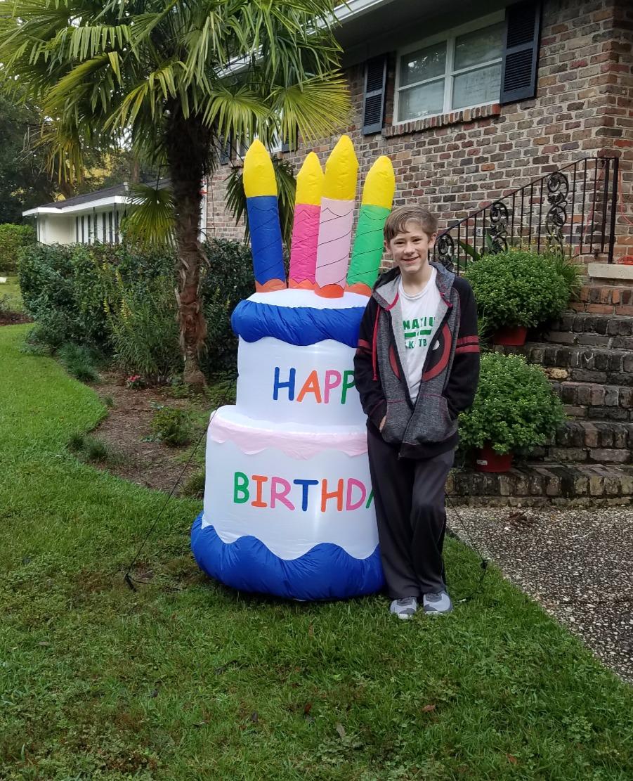 6 Foot Inflatable Happy Birthday Cake | LED Lights, Outdoor Indoor Holiday Decorations, Blow up Lighted Yard Decor, Giant Lawn Inflatable customer photo 2