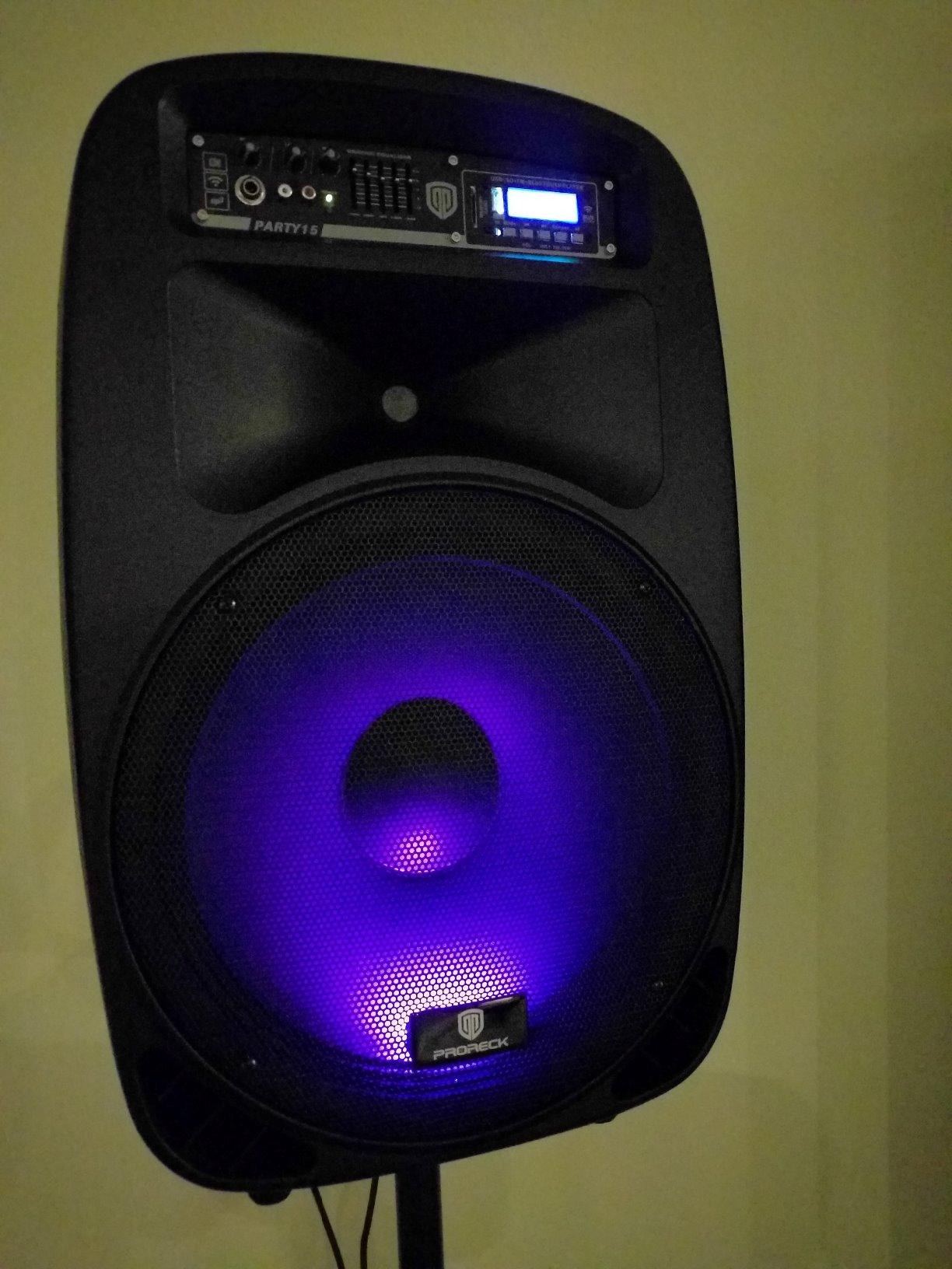 PRORECK Party 15 Portable 15-Inch 2000 Watt 2-Way Powered PA Speaker System Combo Set with Bluetooth/USB/SD Card/FM/Remote Control/LED Light for Indoor, Outdoor DJ Parties, Karaoke customer photo 2