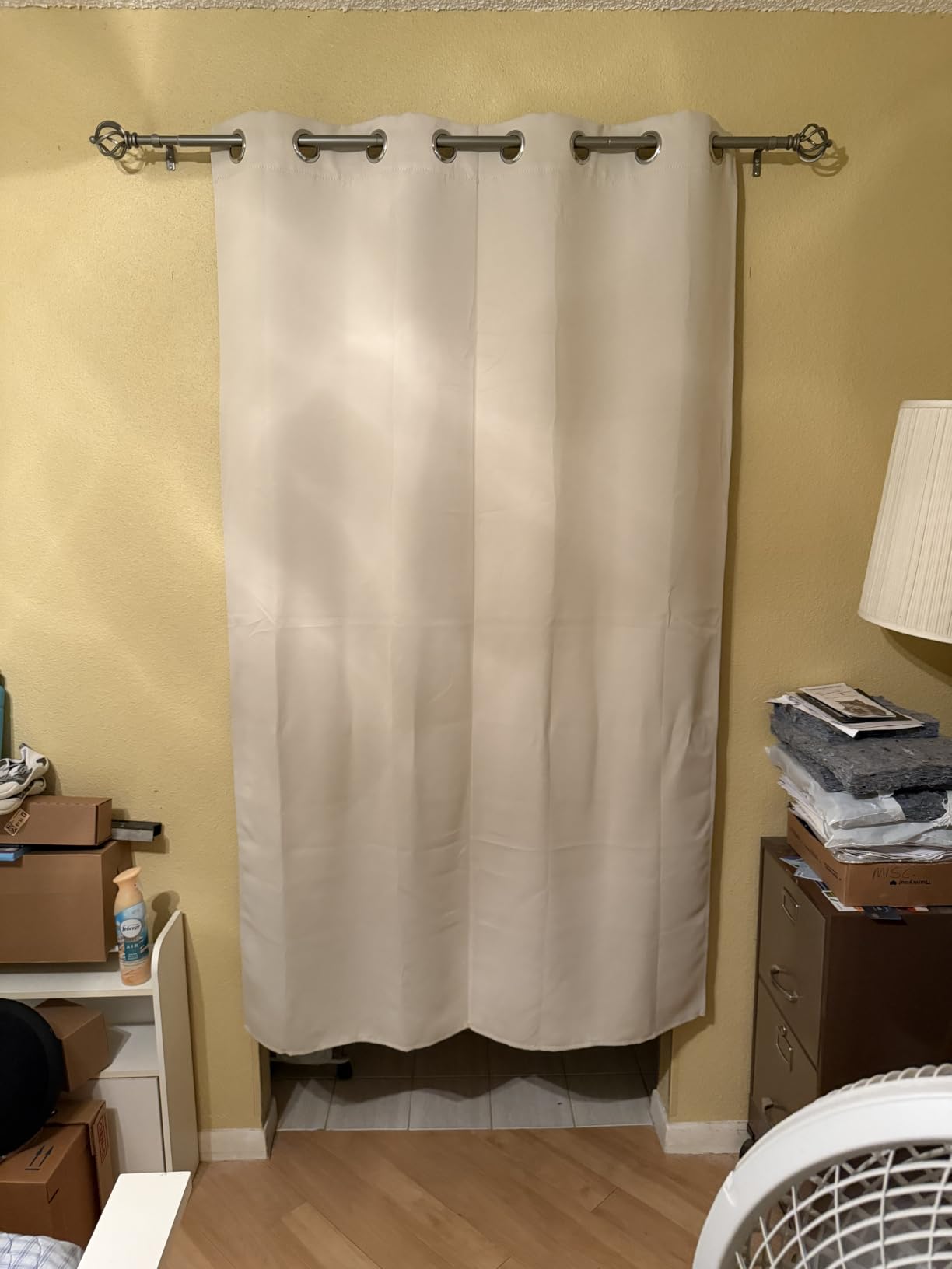 NICETOWN Grey Blackout Patio Sliding Door Curtains 84 inch Length, Grommet Room Divider Thermal Insulated Curtain Drapes for French Door/Living Room (Gray, W100 x L84, 1 Panel) customer photo 1