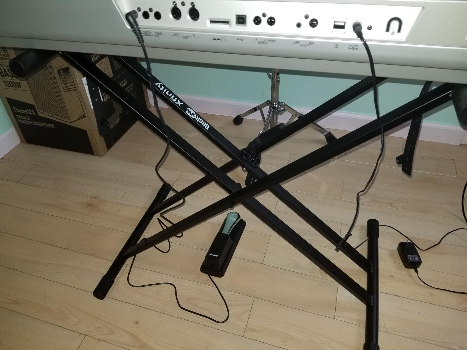 RockJam Xfinity Double X Keyboard Stand, Pre-Assembled & Adjustable | Pre-assembled double X keyboard stand with safety lock and straps for full size digital pianos, lessons and stage customer photo 1