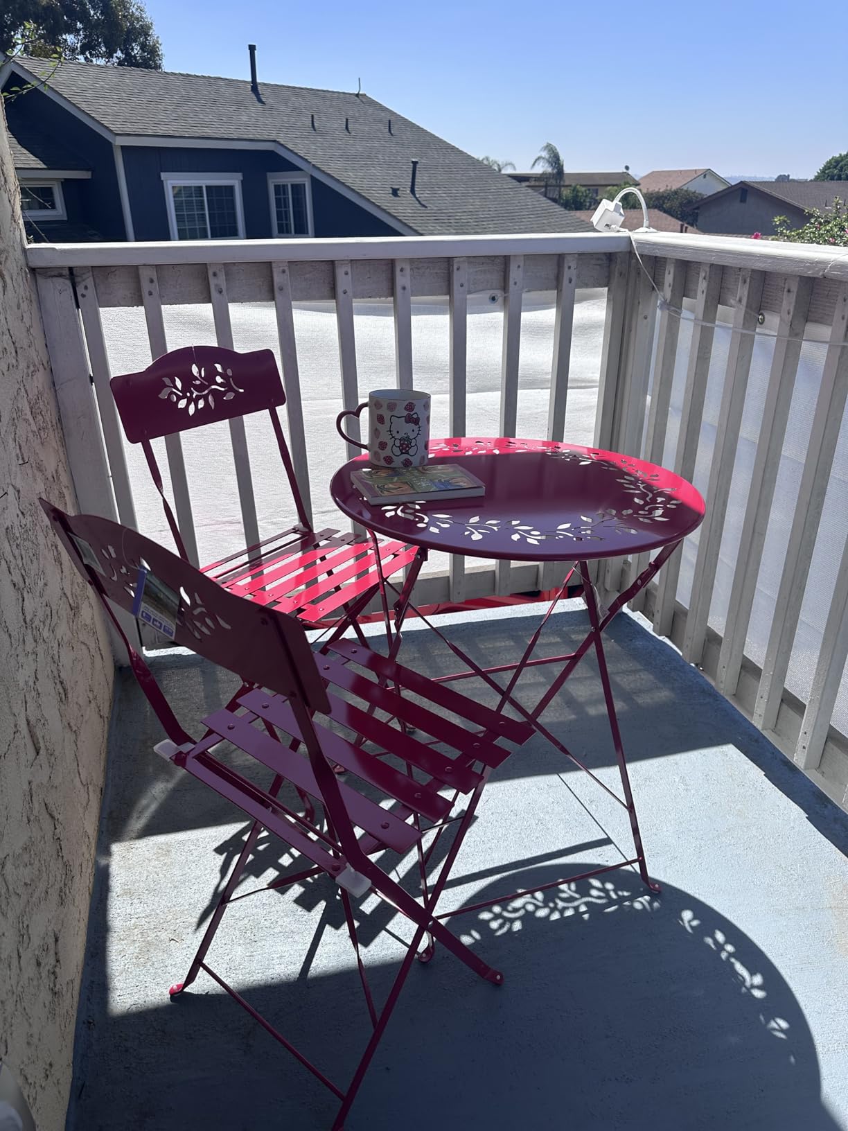 Alpine Corporation 3-Piece Bistro Set with Folding Table and 2 Chairs, Durable Steel Indoor/Outdoor Patio Furniture, Compact Seating, Blue customer photo 2