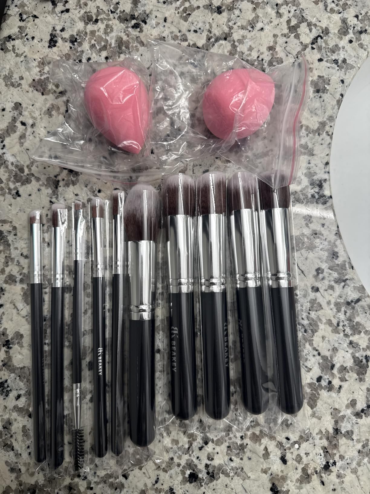 BEAKEY Makeup Brushes set with 2 Blending Sponges, 10 Brush Face and Eye Set | Beginner-friendly face and eye tools with soft synthetic fibers for light, buildable coverage from foundation to eyeshadow customer photo 2