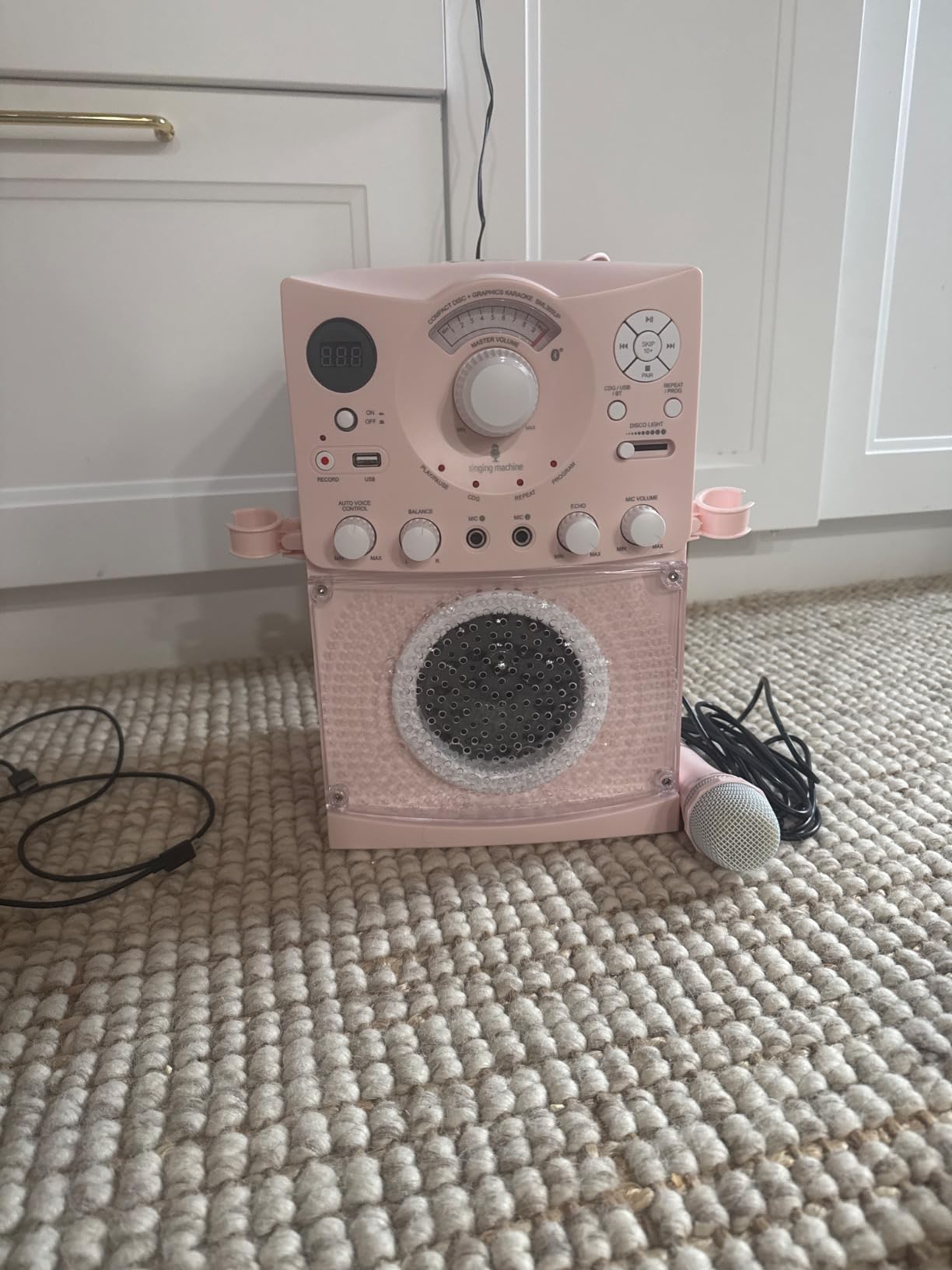 Singing Machine Portable Karaoke Machine for Adults & Kids with Wired Microphone, White - Built-In Speaker, Bluetooth with LED Disco Lights - Karaoke System with CD+G Player & USB Connectivity customer photo 1