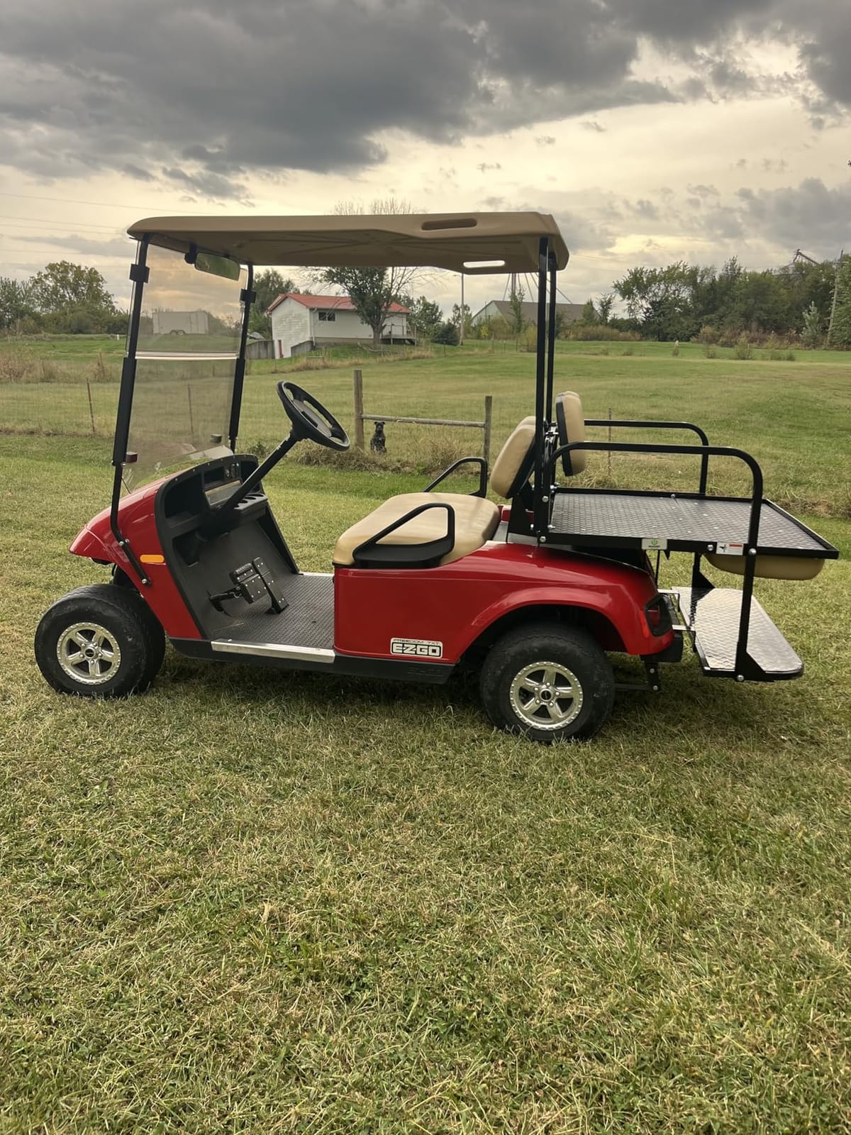Performance Plus Carts EZGO TXT Golf Cart Flip Folding Rear Seat Kit | Compatible with 1994.5-Up Models (Tan) customer photo 1