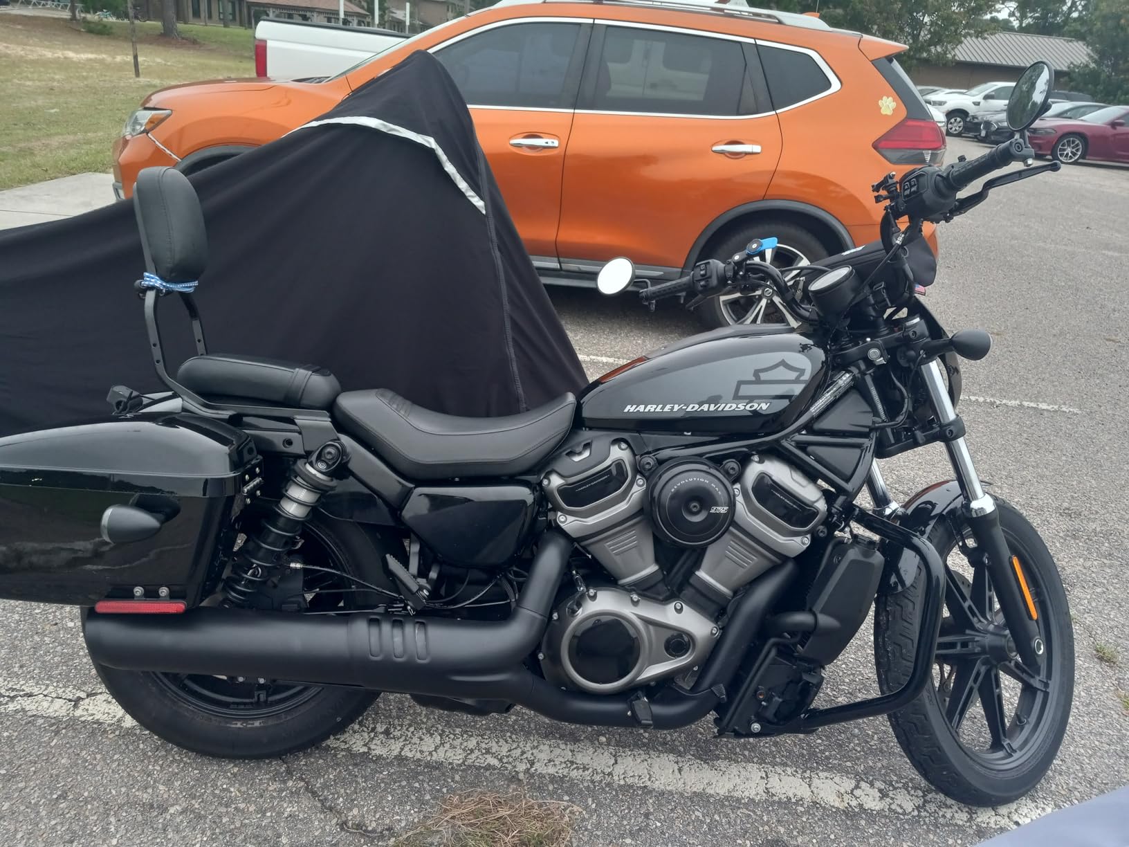 Hard Motorcycle Saddle Bags Saddlebags w/Mounting Kit Compatible with Harley Davidson Honda Shadow Kawasaki Vulcan VN Black Hard Trunk Saddlebags customer photo 2