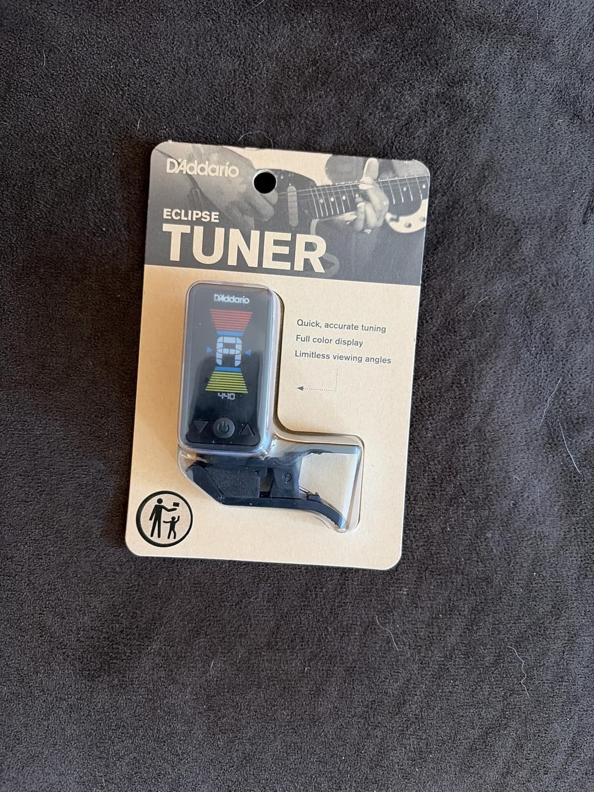 D'Addario Eclipse Headstock Clip-On Guitar Tuner, Black customer photo 2