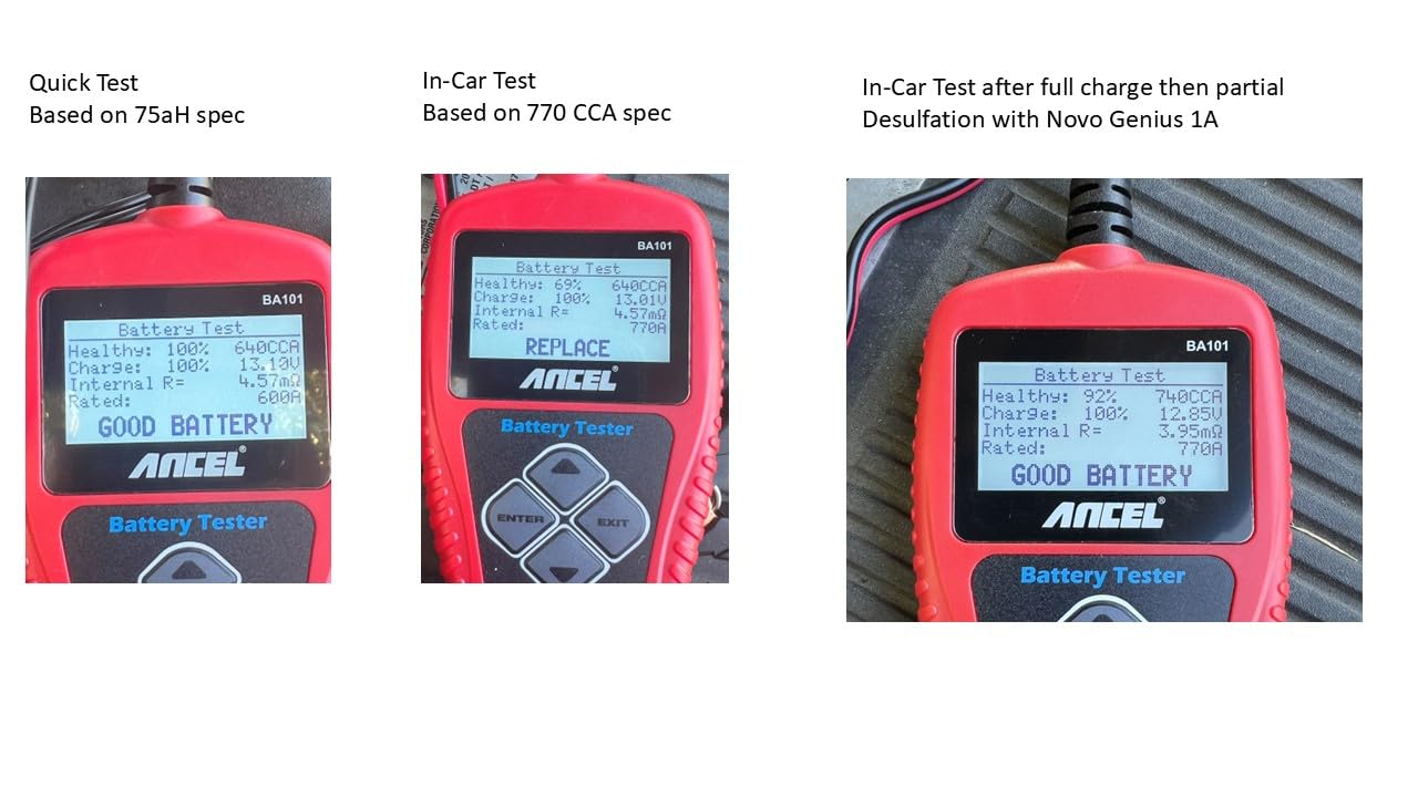 ANCEL BA101 Car Battery Tester, 12V Digital Automotive Alternator Meter Diagnostic Tool, 100-2000 CCA Load Capacity, Charging & Cranking Analyzer for Truck, Boat, RV, Marine Vehicle, and More customer photo 1