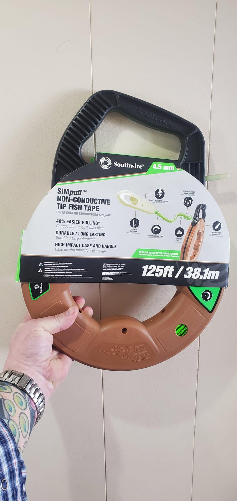 Southwire Non-Conductive Fish Tape - Ensures Safe Pulls in Live Conduit - Spiral Extruded Polymer - Low Friction - Rust Resistant - Flexible Design - 125 ft x 4.5 mm customer photo 2