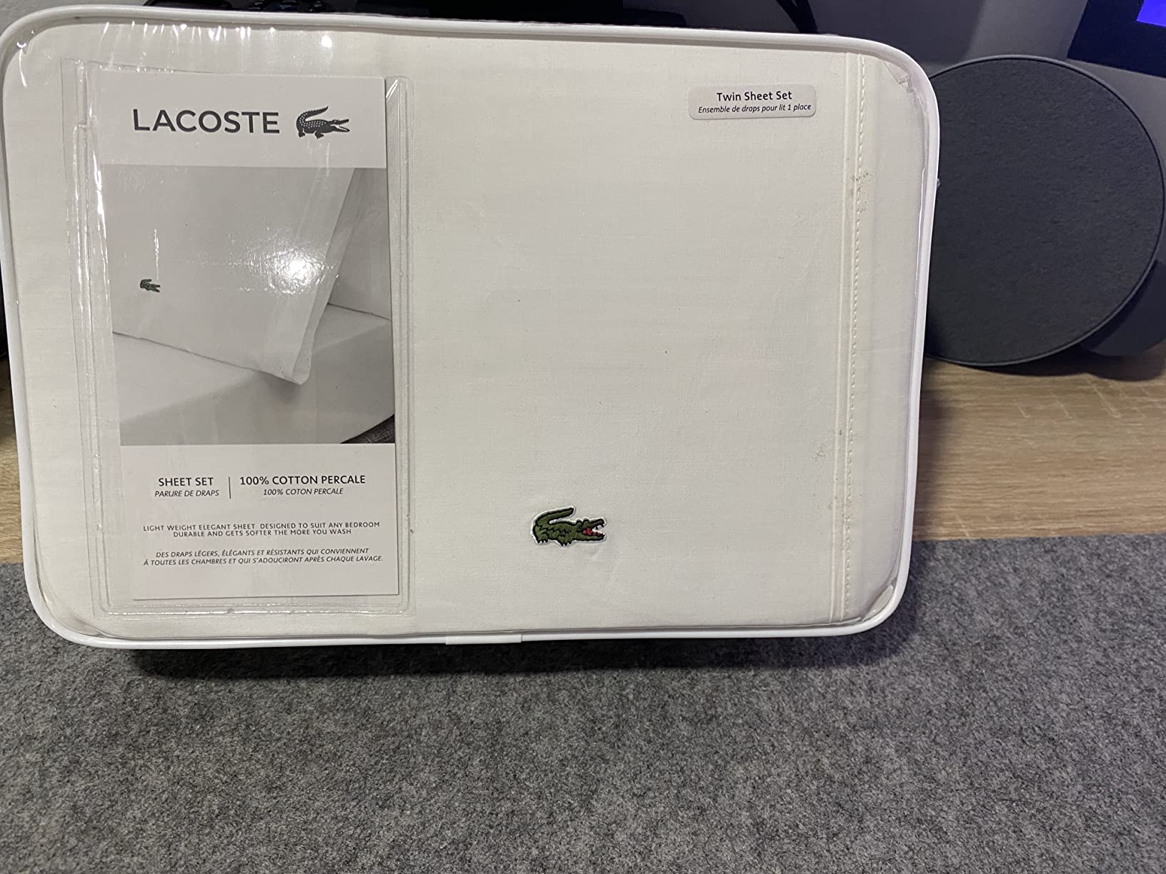 Lacoste 100% Cotton Percale 4-Piece Sheet Set, White, Full customer photo 2