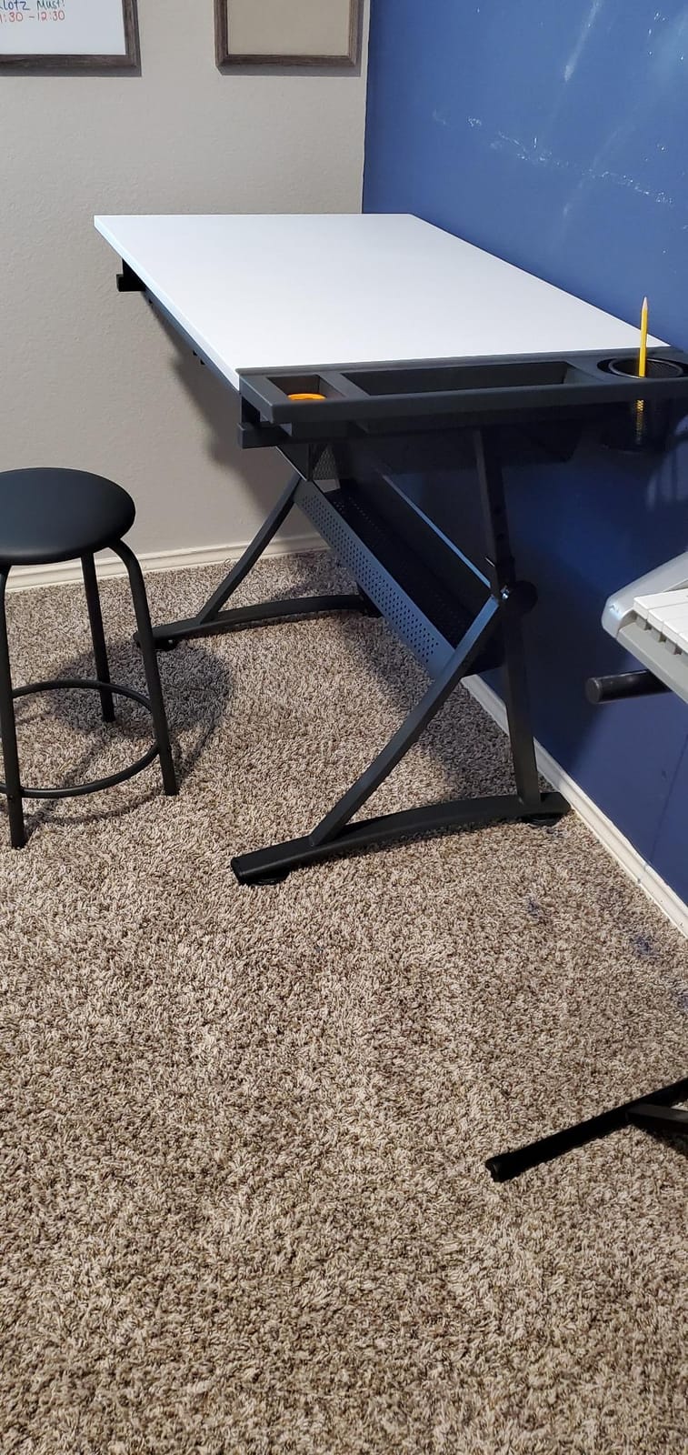 Fusion Drafting Table with Stool, Height Adjustable Desk with Tilt Top, Charcoal / White customer photo 1