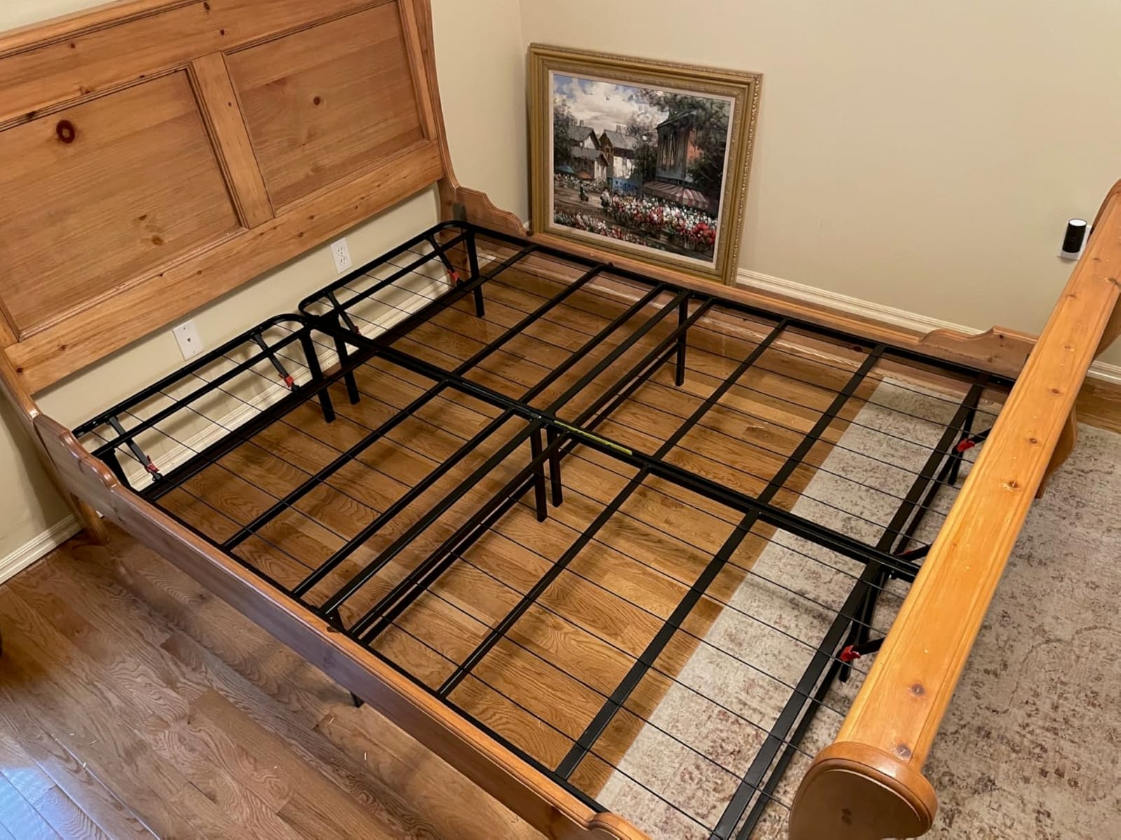 Amazon Basics Bed Frame with Storage, Foldable Metal Platform, Sturdy Steel, No Box Spring Needed, 14-inch High, Tool-Free Setup, Noise Free, Easy Assembly, Queen Size, Black customer photo 1