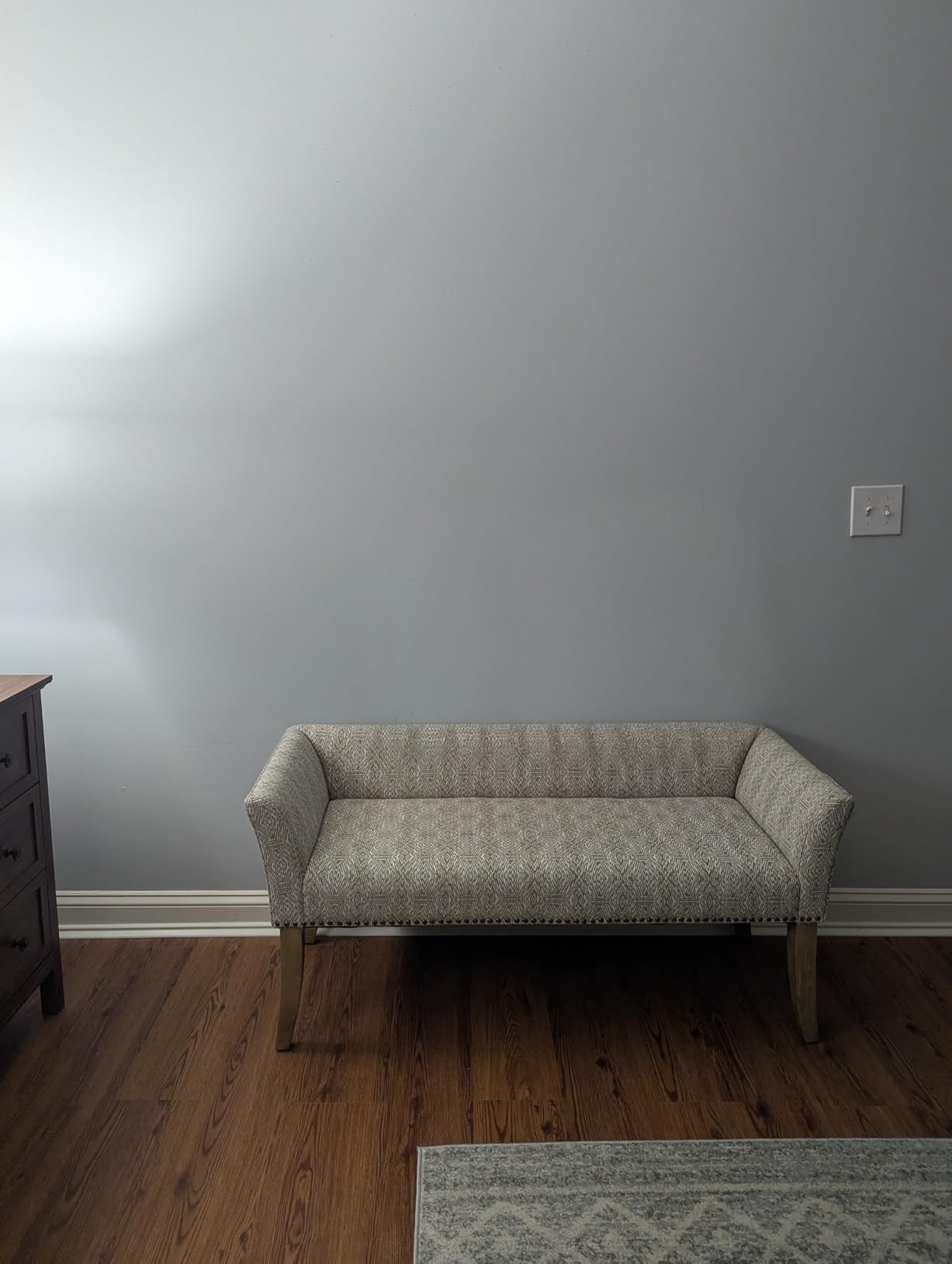 Madison Park Accent Bench, Upholstered with Nailhead Trim, & Padded Seat Entryway Bench Small, End of Bed Bench with Back, 49.5