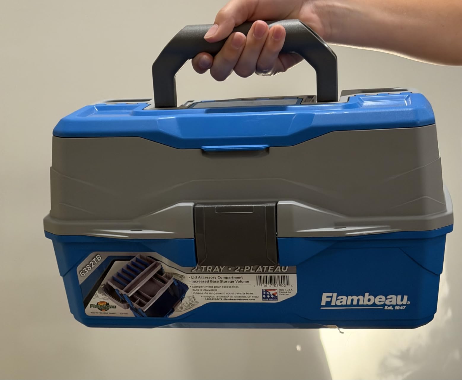Flambeau Outdoors 6382 2-Tray Tackle Box, 15 Compartments, Blue and Gray customer photo 2