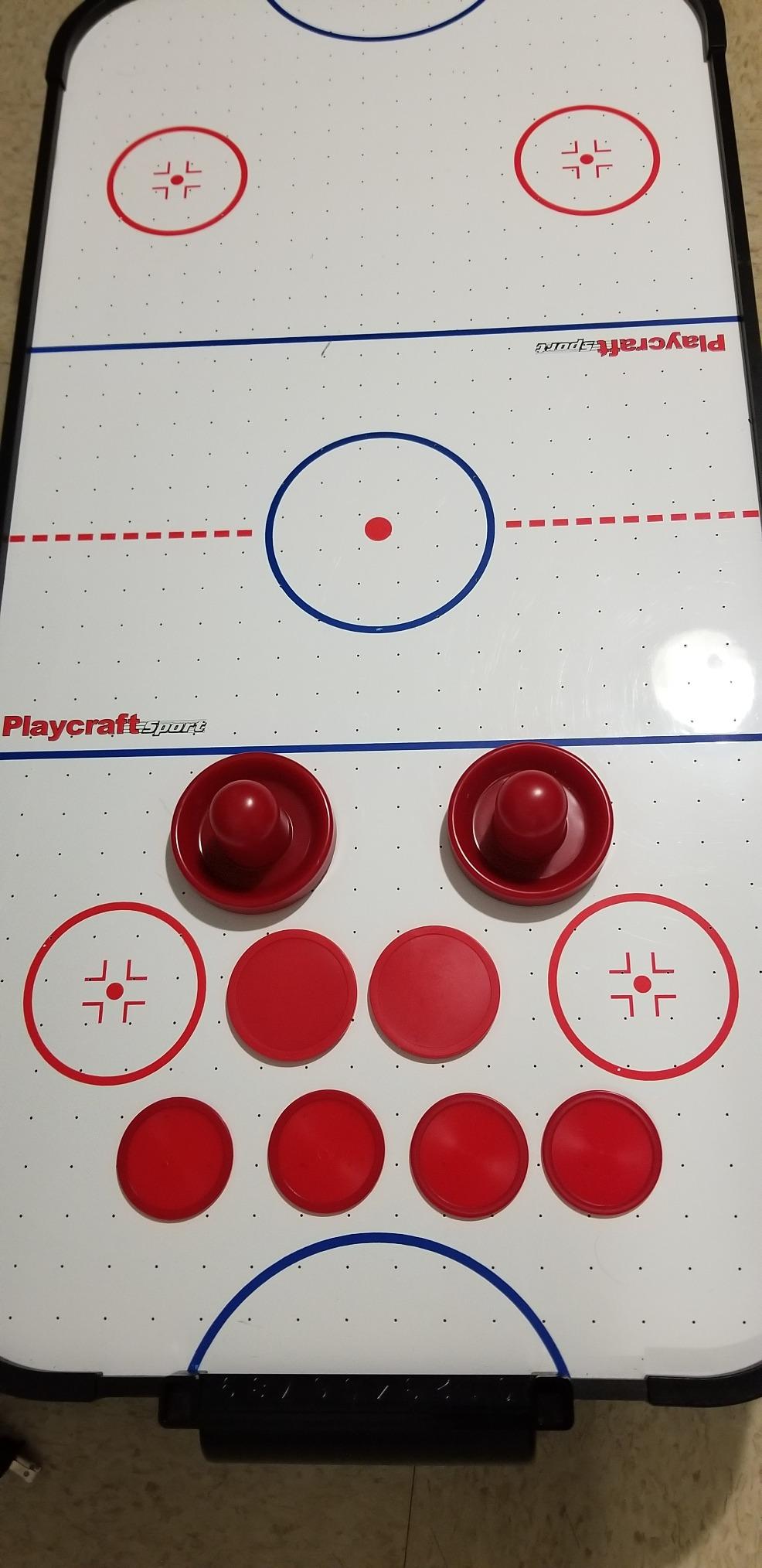 Home Standard Air Hockey Paddles and 2 Size Pucks, Small Size for Kids, Large Size for Adult, Great Goal Handles Pushers Replacement Accessories for Game Tables (2 Striker, 6 Puck Pack) customer photo 1