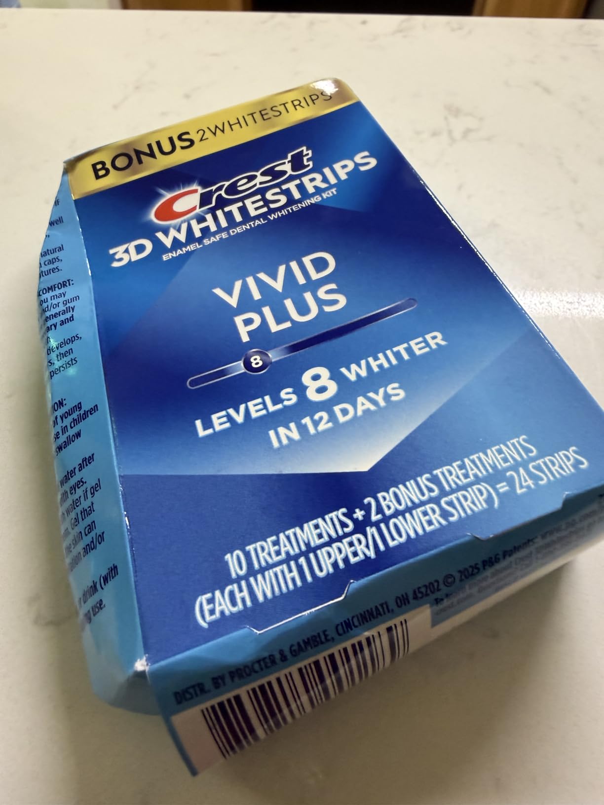 Crest Teeth Whitening Strips, Crest 3D Whitestrips Vivid Plus, Enamel Safe Teeth Whitening Kit, 12 Treatments (24 Strips), Visibly Whitens in Days, 8 Levels Whiter customer photo 2