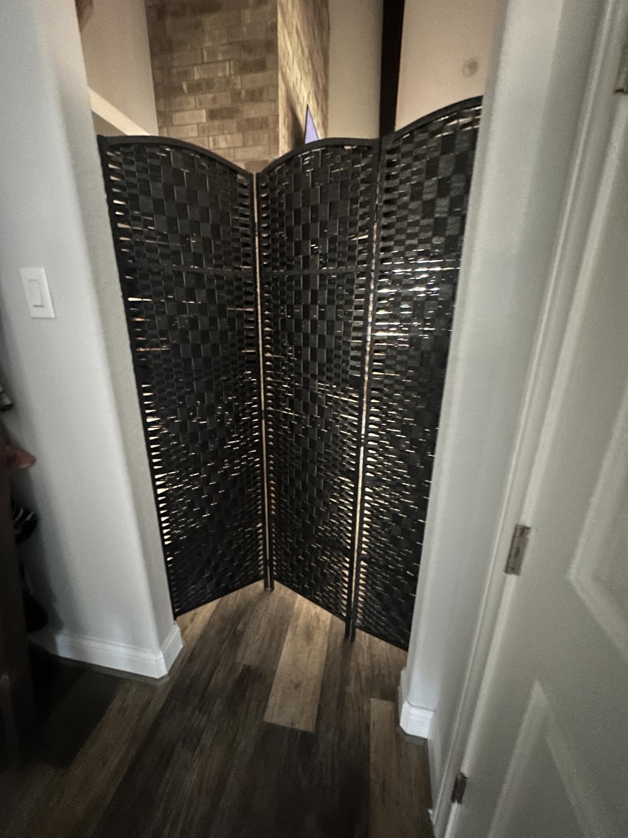HOMCOM Room Divider 4-Panel, 6FT-Tall Folding Privacy Screen, Natural | Freestanding Partition, Hand-Woven Design, for Room Separation, 360° Hinges, Paper Rope Diamond Weave customer photo 2